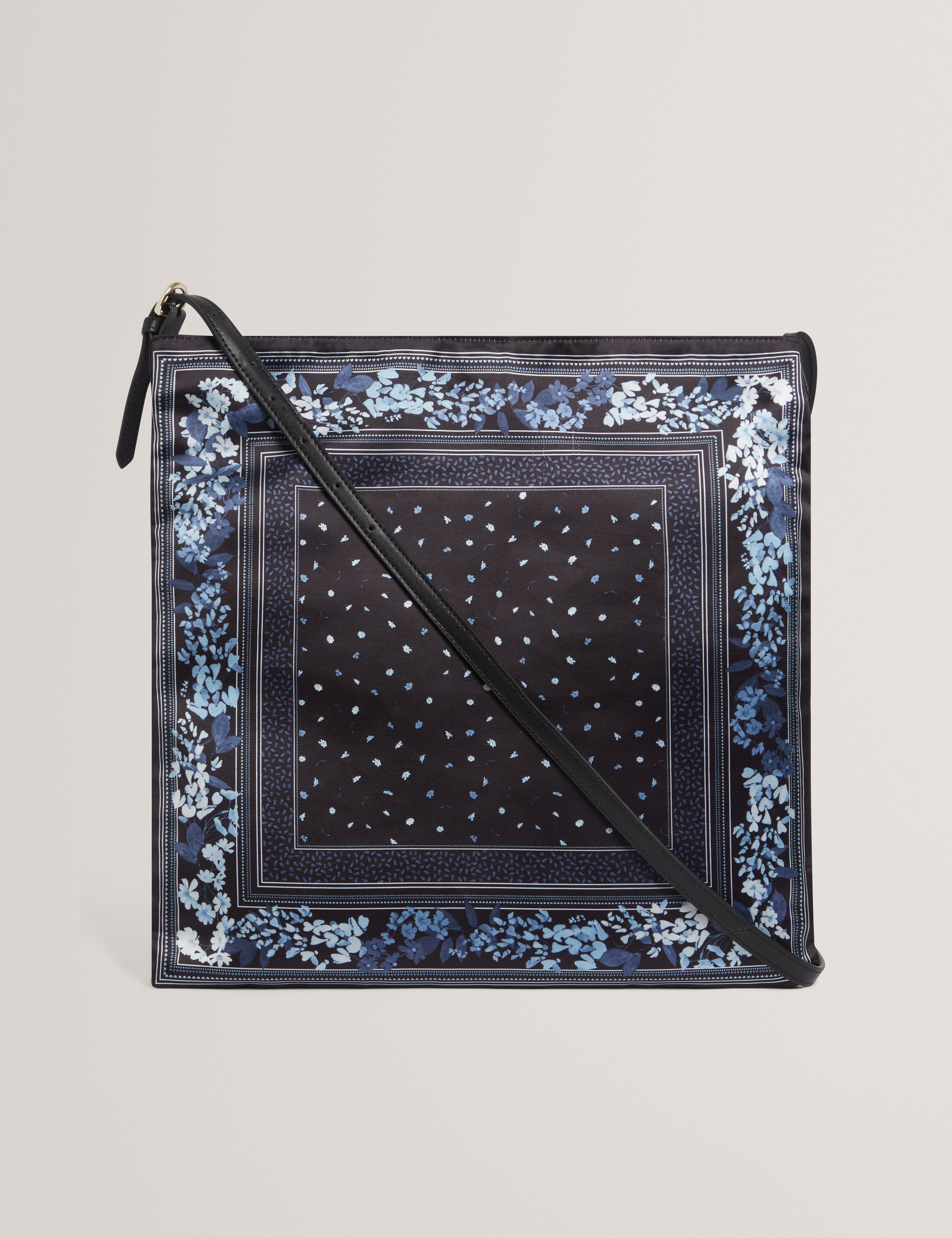 Sateeyn Satin Scarf Shoulder Bag Black