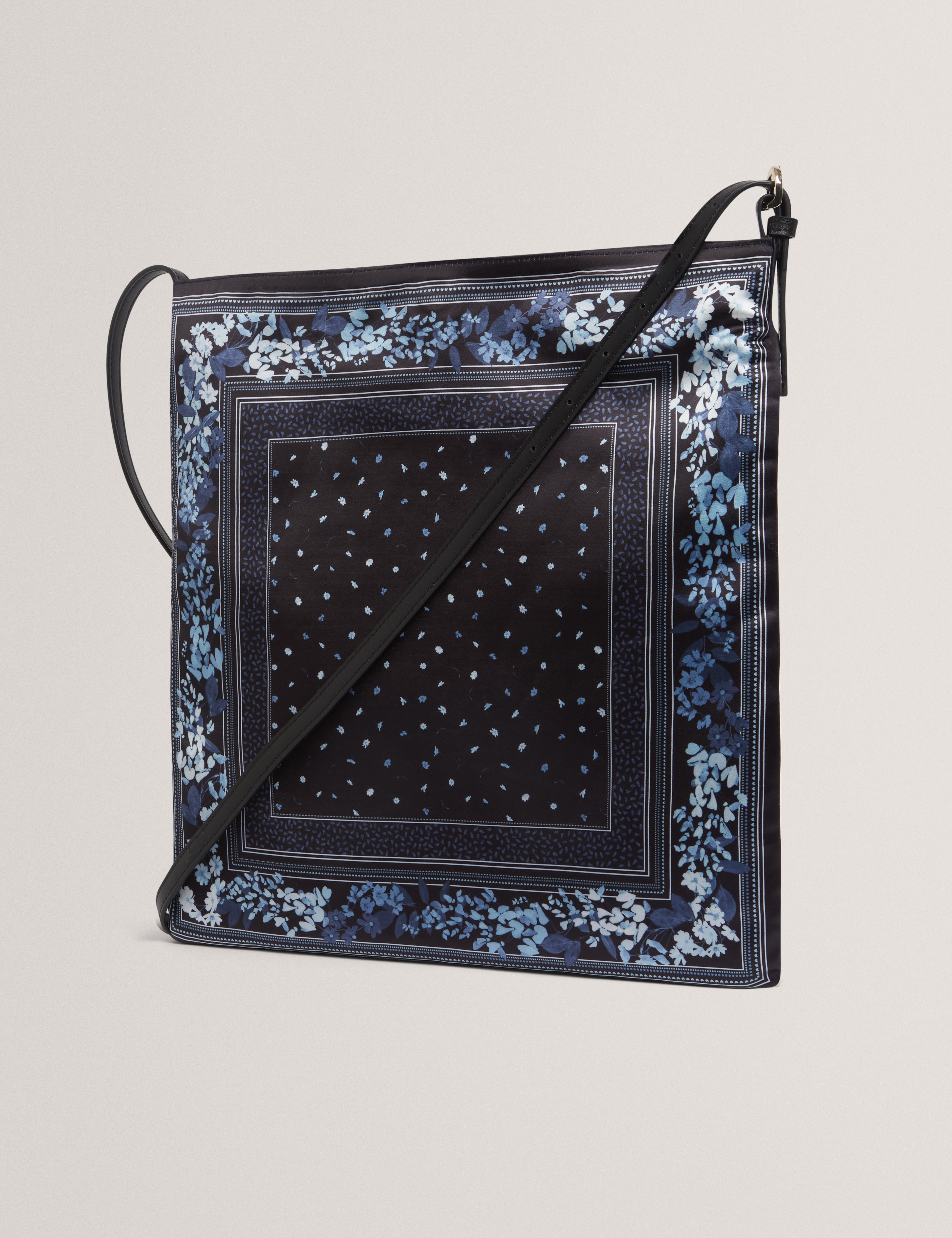 Sateeyn Satin Scarf Shoulder Bag Black