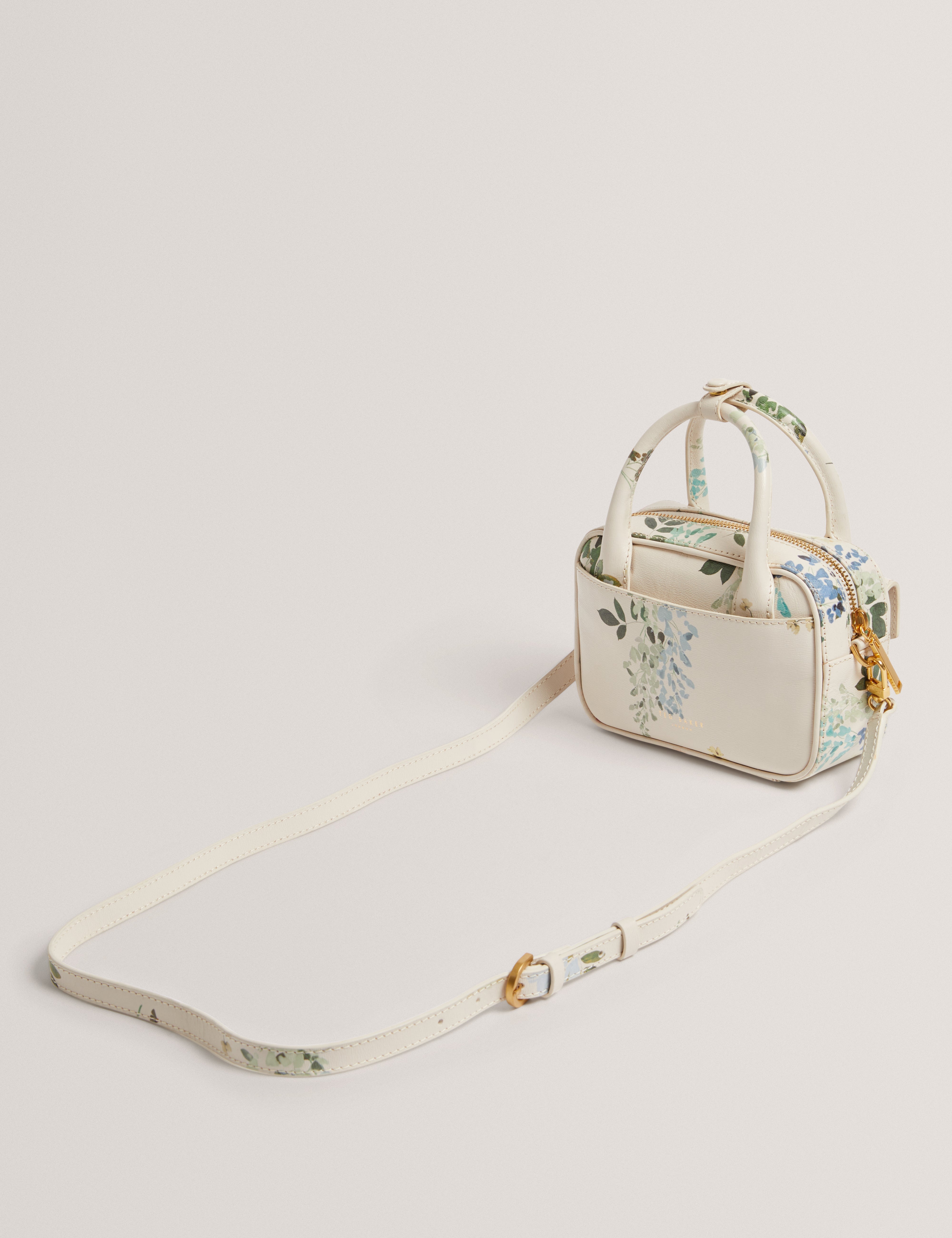 Anilee Tb Detail Floral Mini Leather Bag Ecru