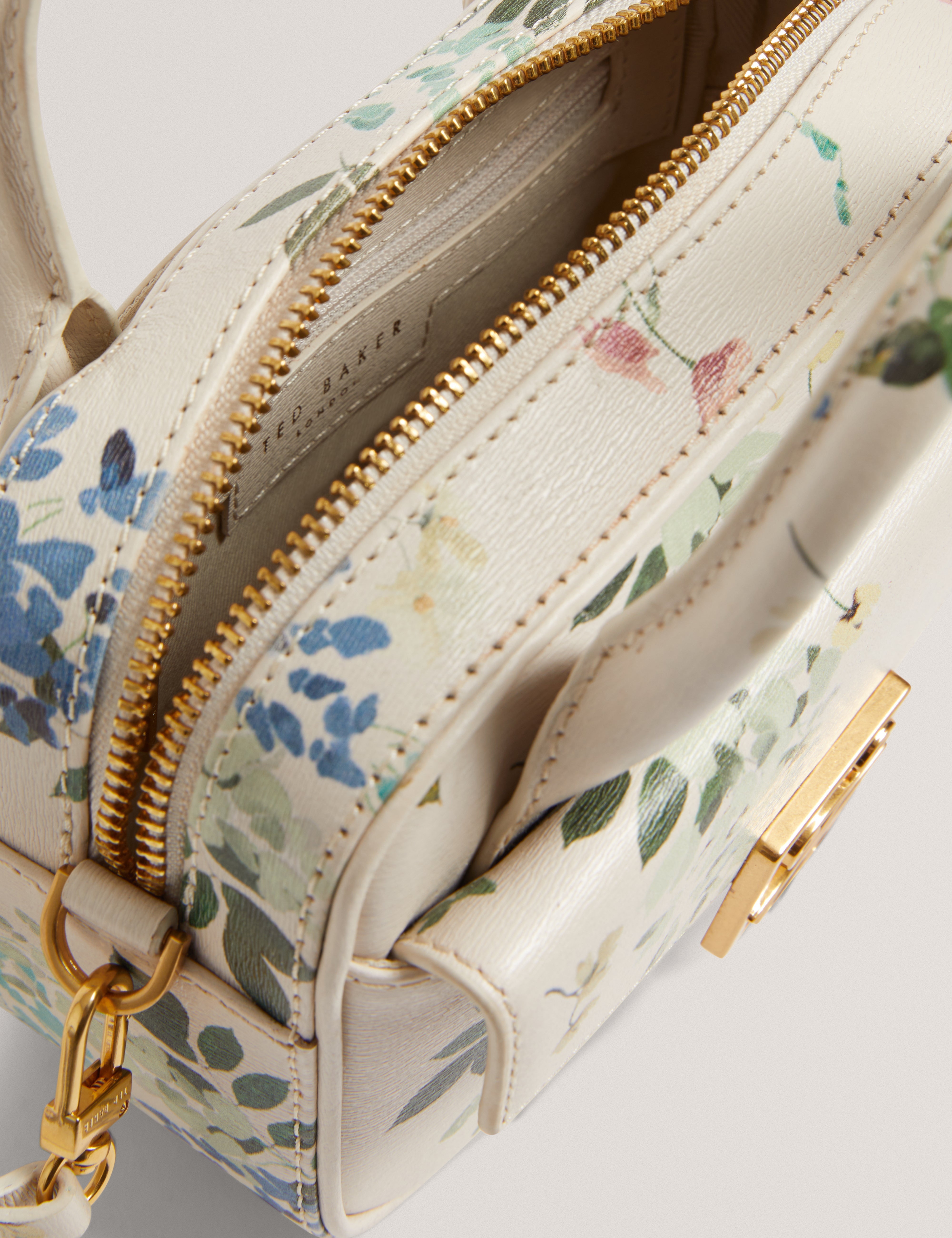 Anilee Tb Detail Floral Mini Leather Bag Ecru
