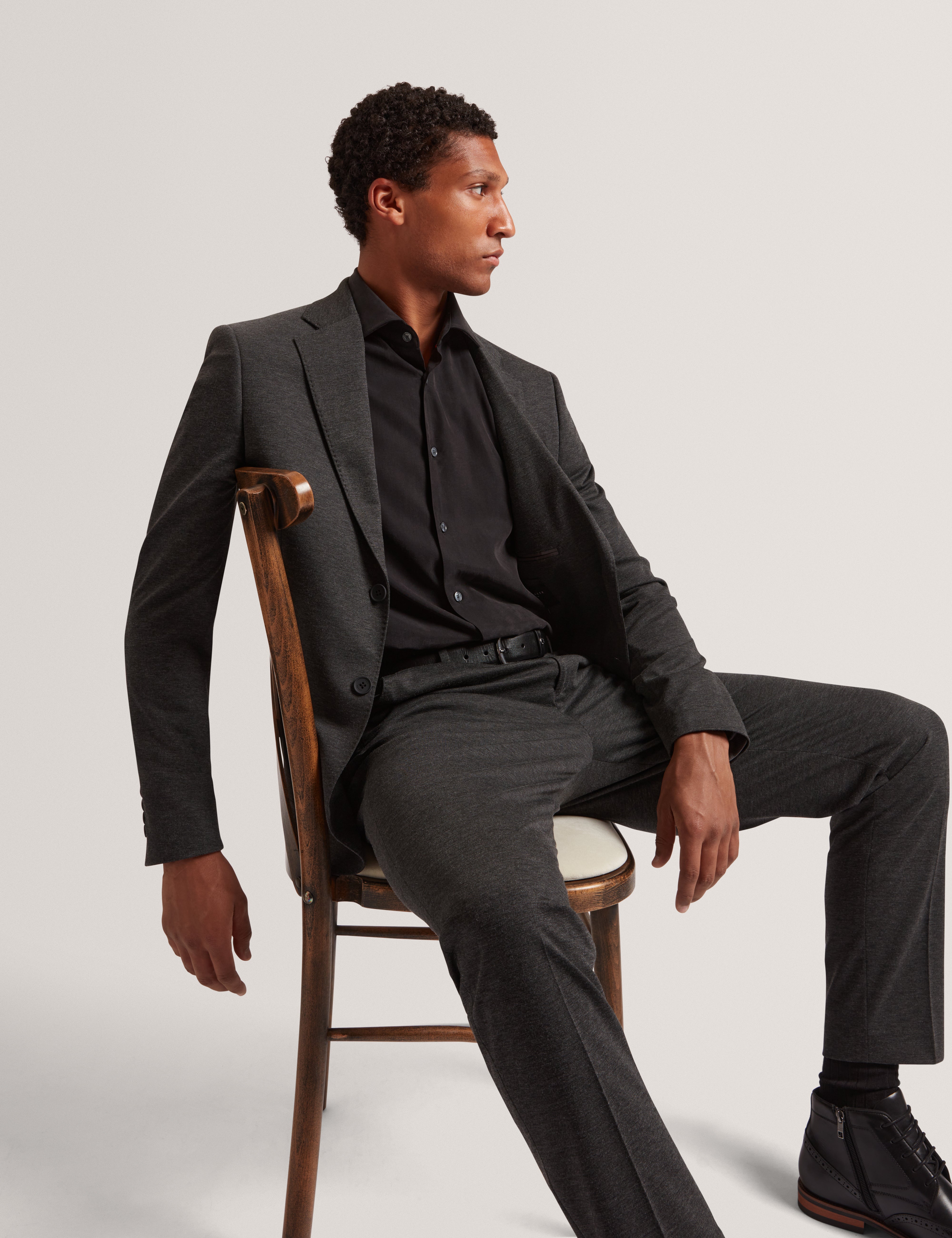 Merickj Tech Knit Wool Blend Slim Fit Blazer Dk-Grey