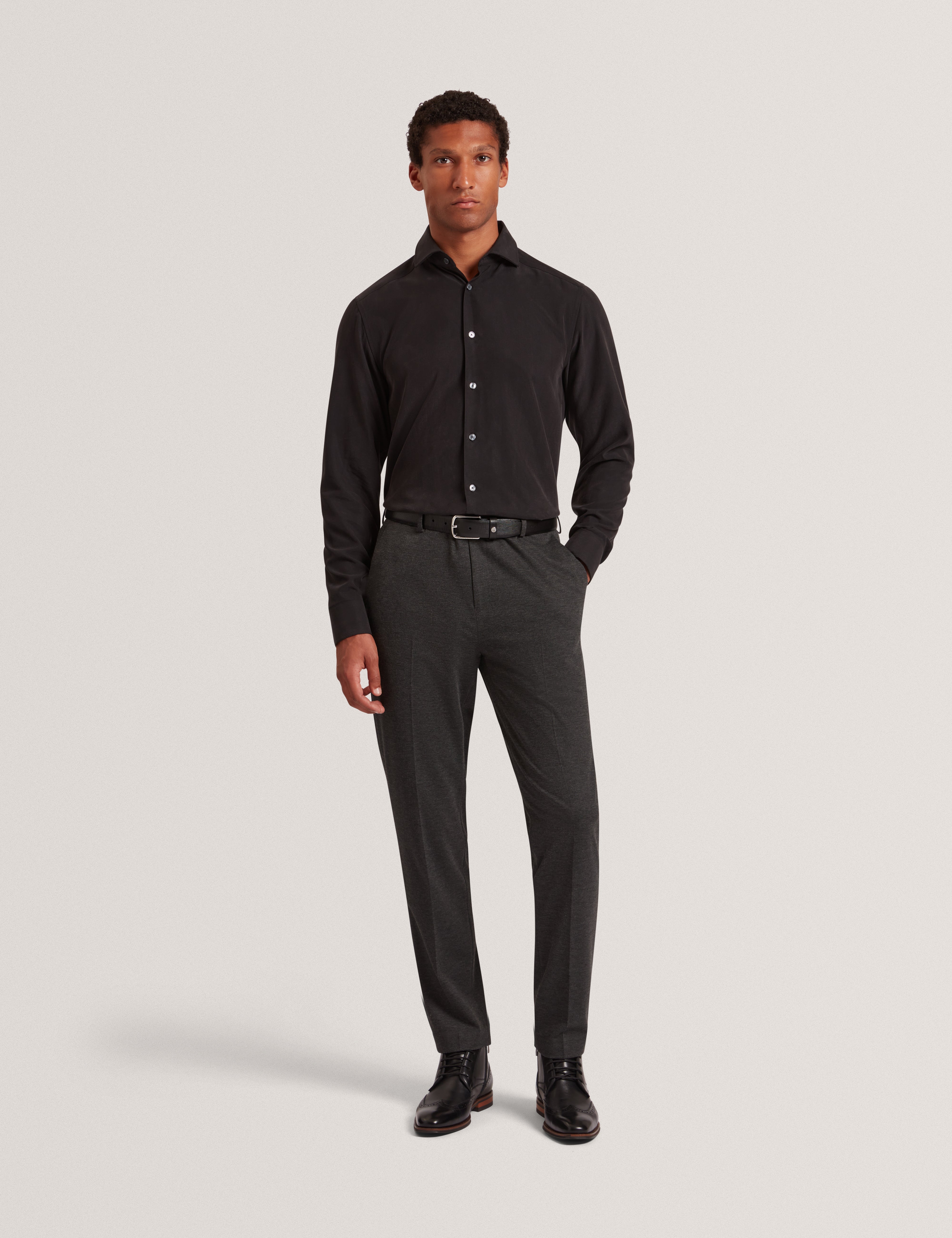 Merickt Slim Fit Tech Knit Wool Blend Trouser Dk-Grey