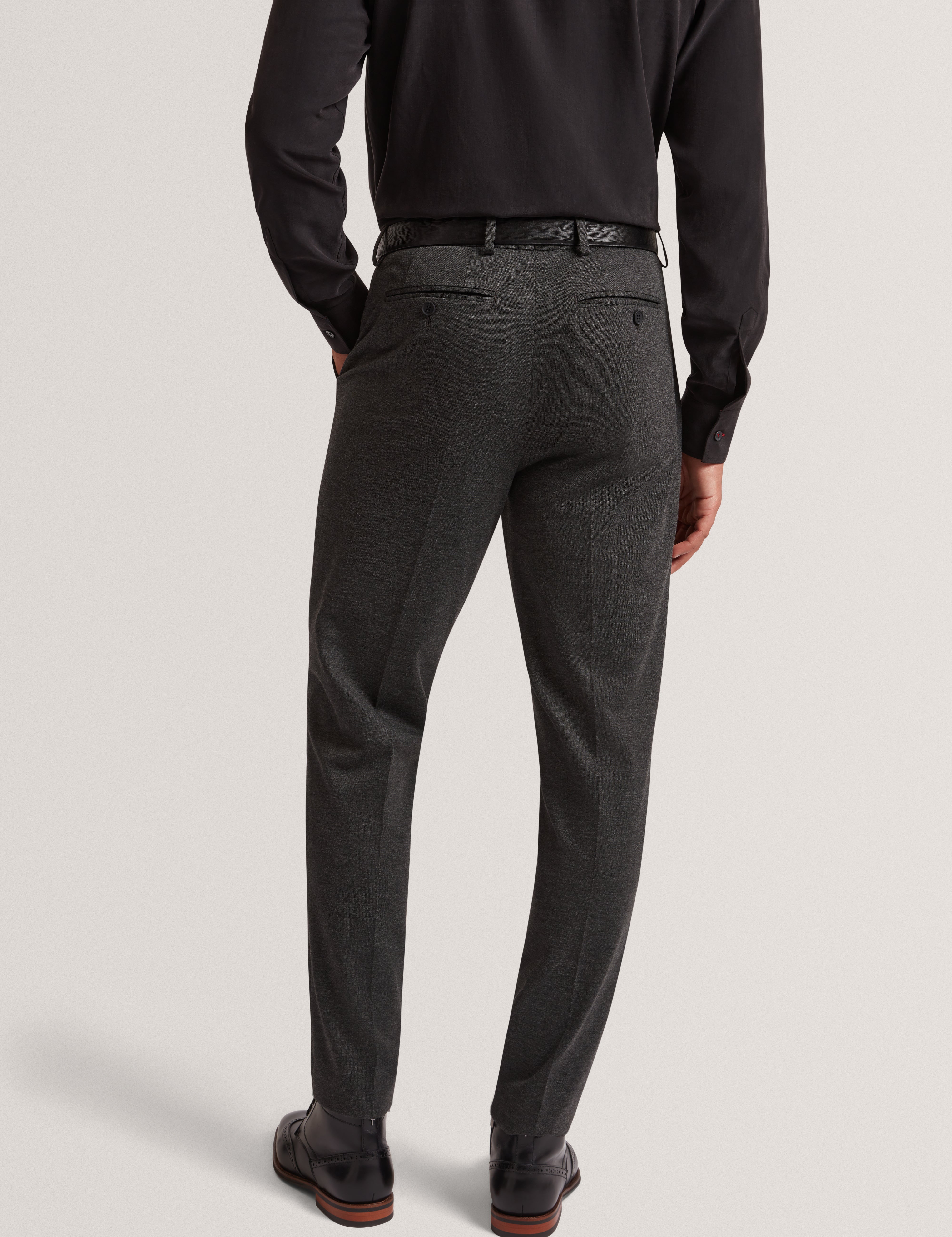 Merickt Slim Fit Tech Knit Wool Blend Trouser Dk-Grey