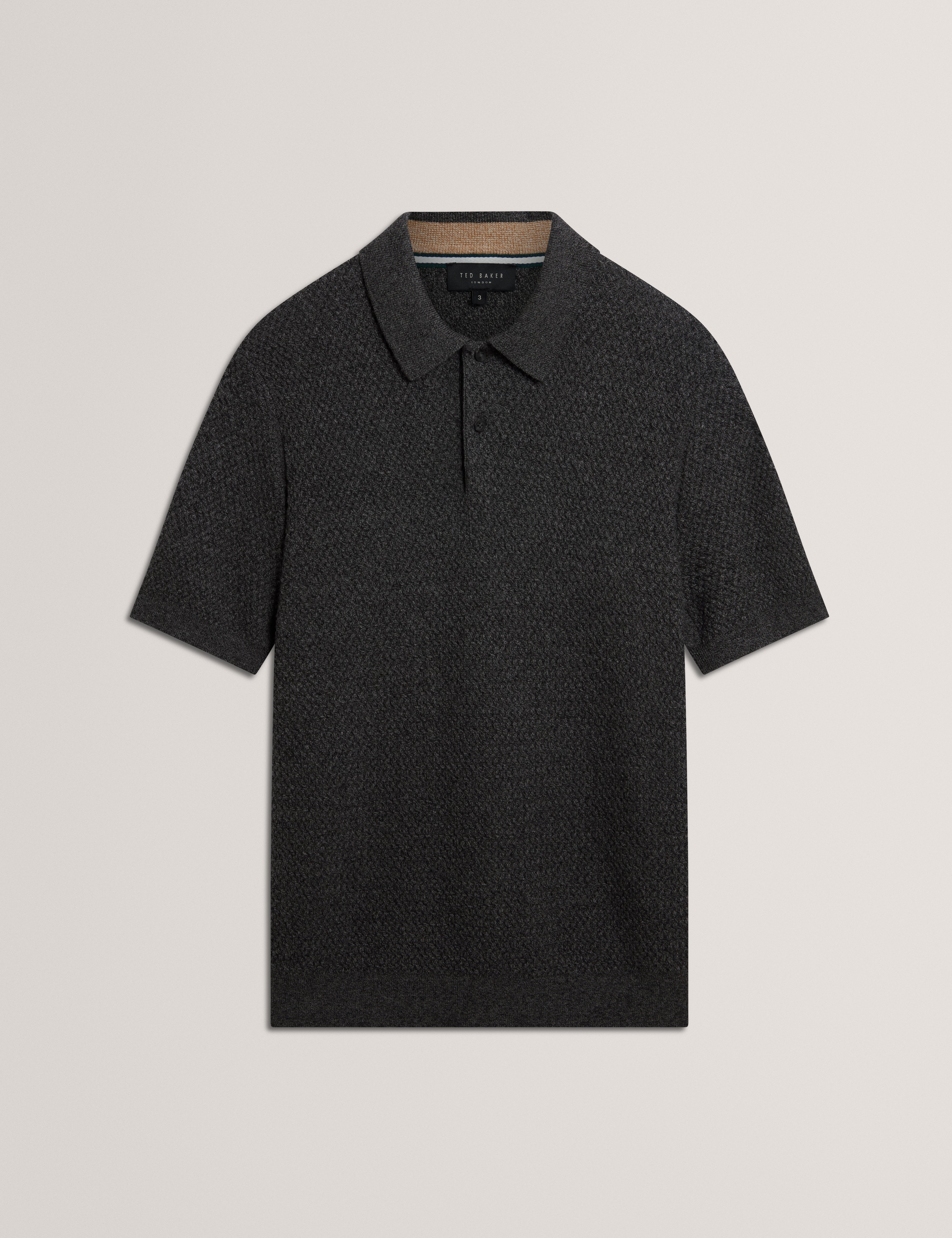 Janko Ss Textured Knit Polo Mid-Grey
