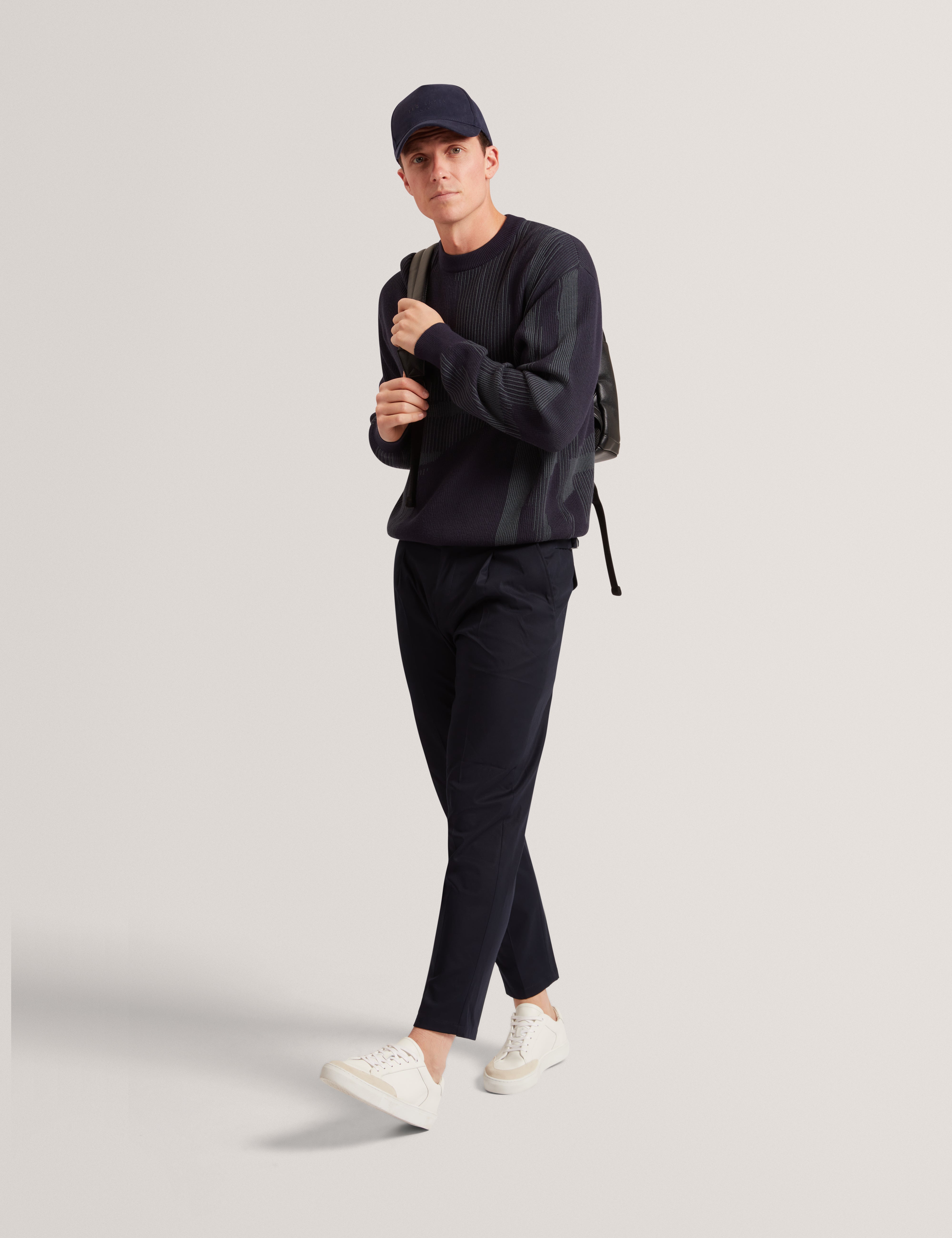 Wilan Abstract Crew Neck Jumper Navy