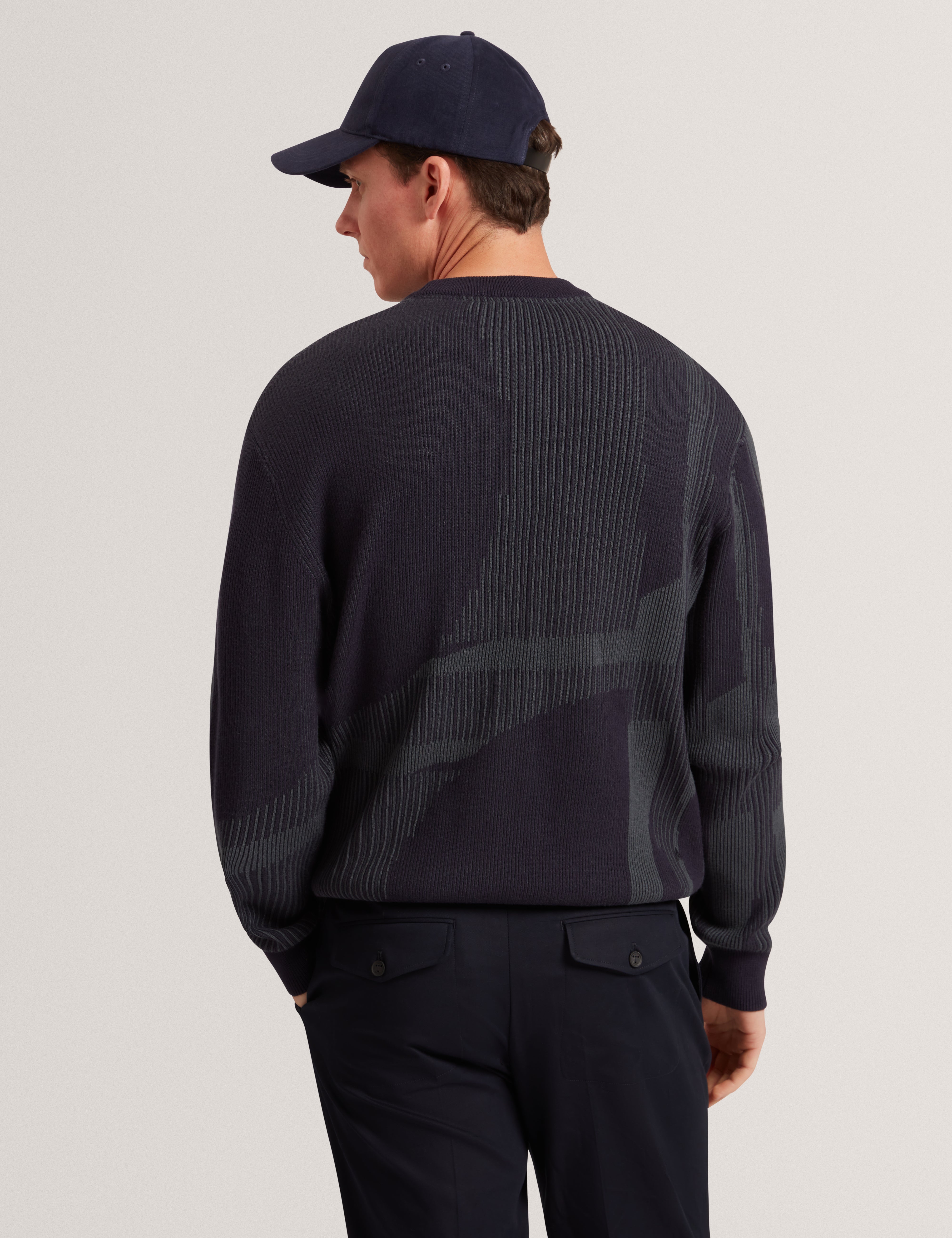 Wilan Abstract Crew Neck Jumper Navy