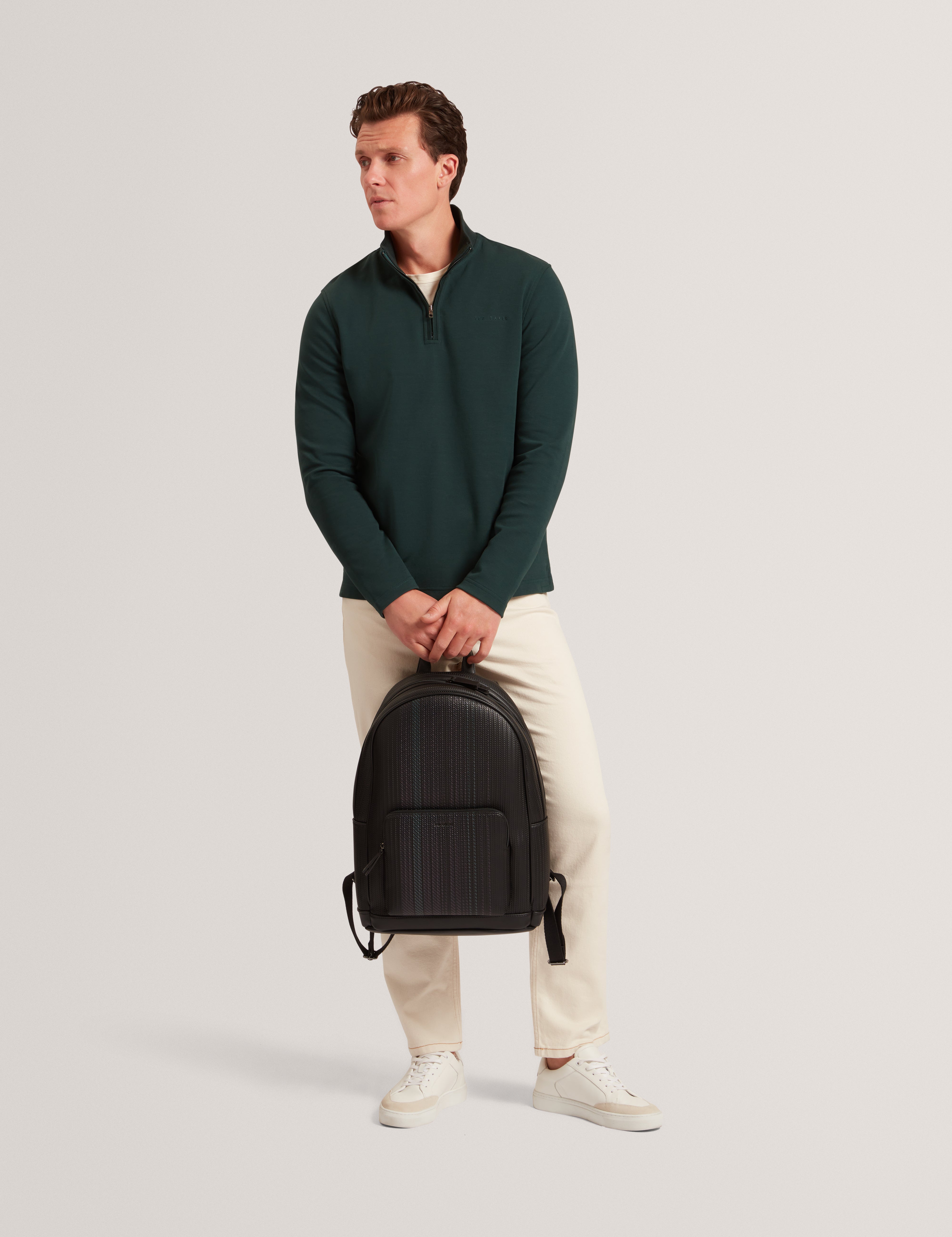 Crabtre Branded Honeycomb Trim Half Zip Dk-Green