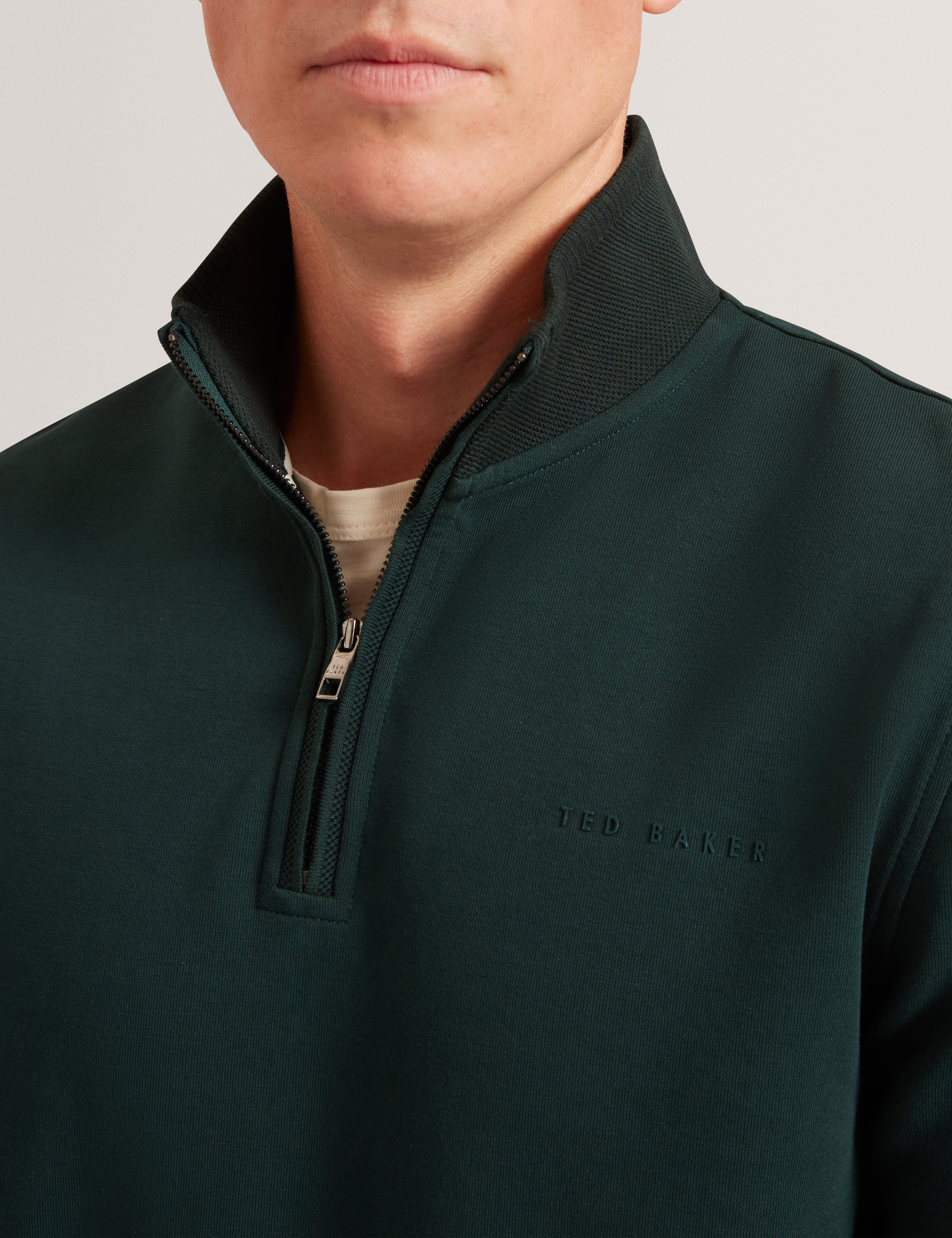 Crabtre Branded Honeycomb Trim Half Zip Dk-Green