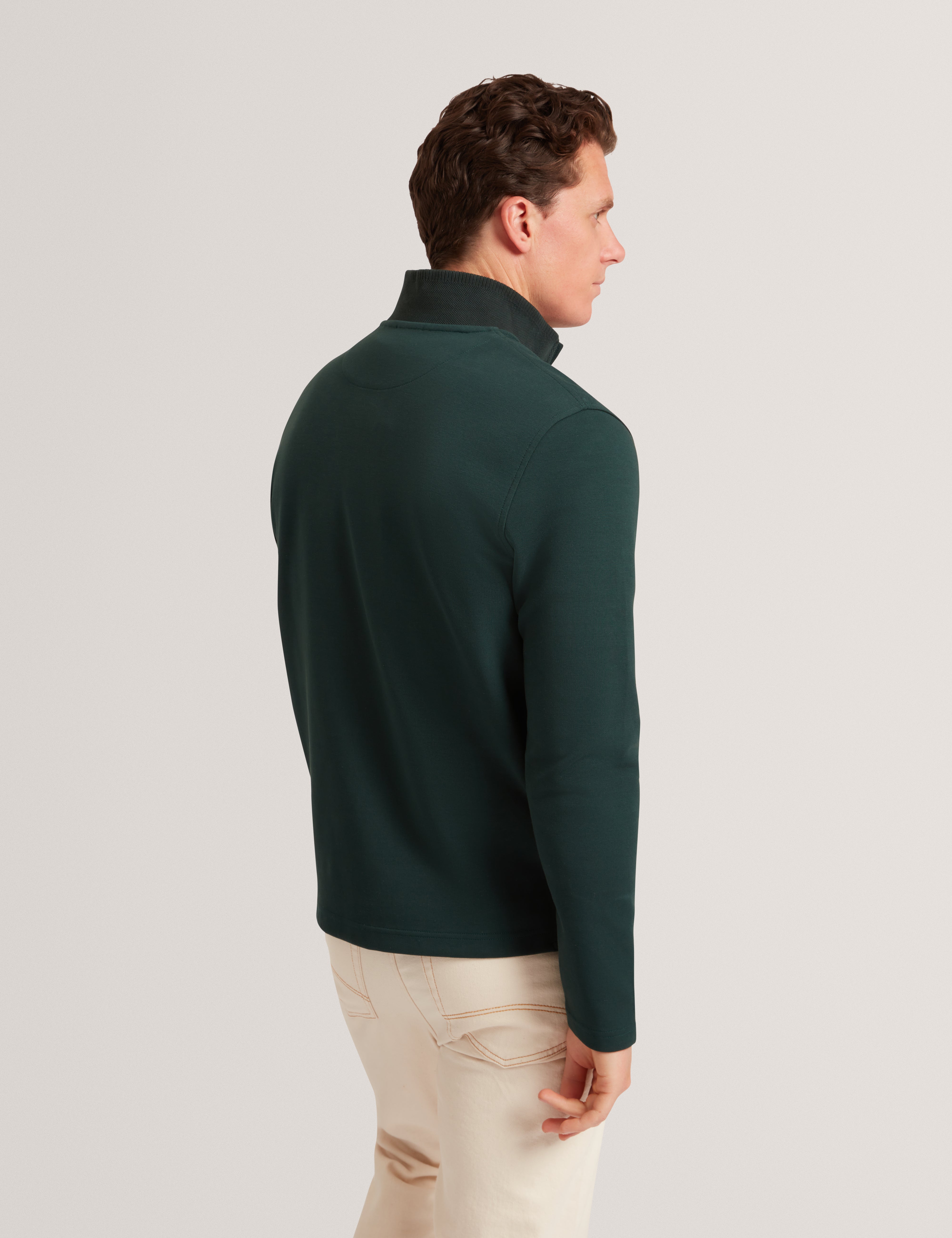 Crabtre Branded Honeycomb Trim Half Zip Dk-Green