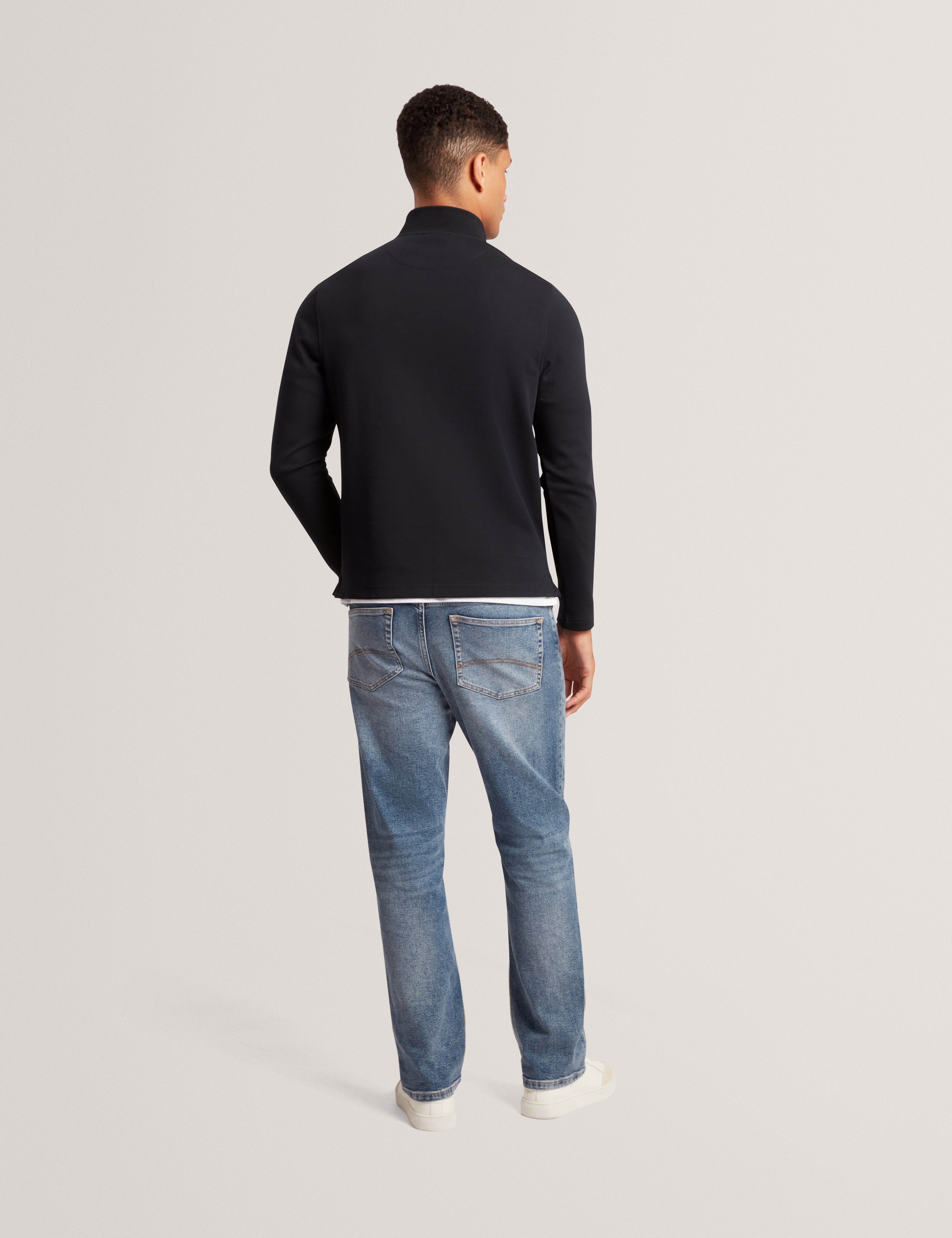 Crabtre Branded Honeycomb Trim Half Zip Navy