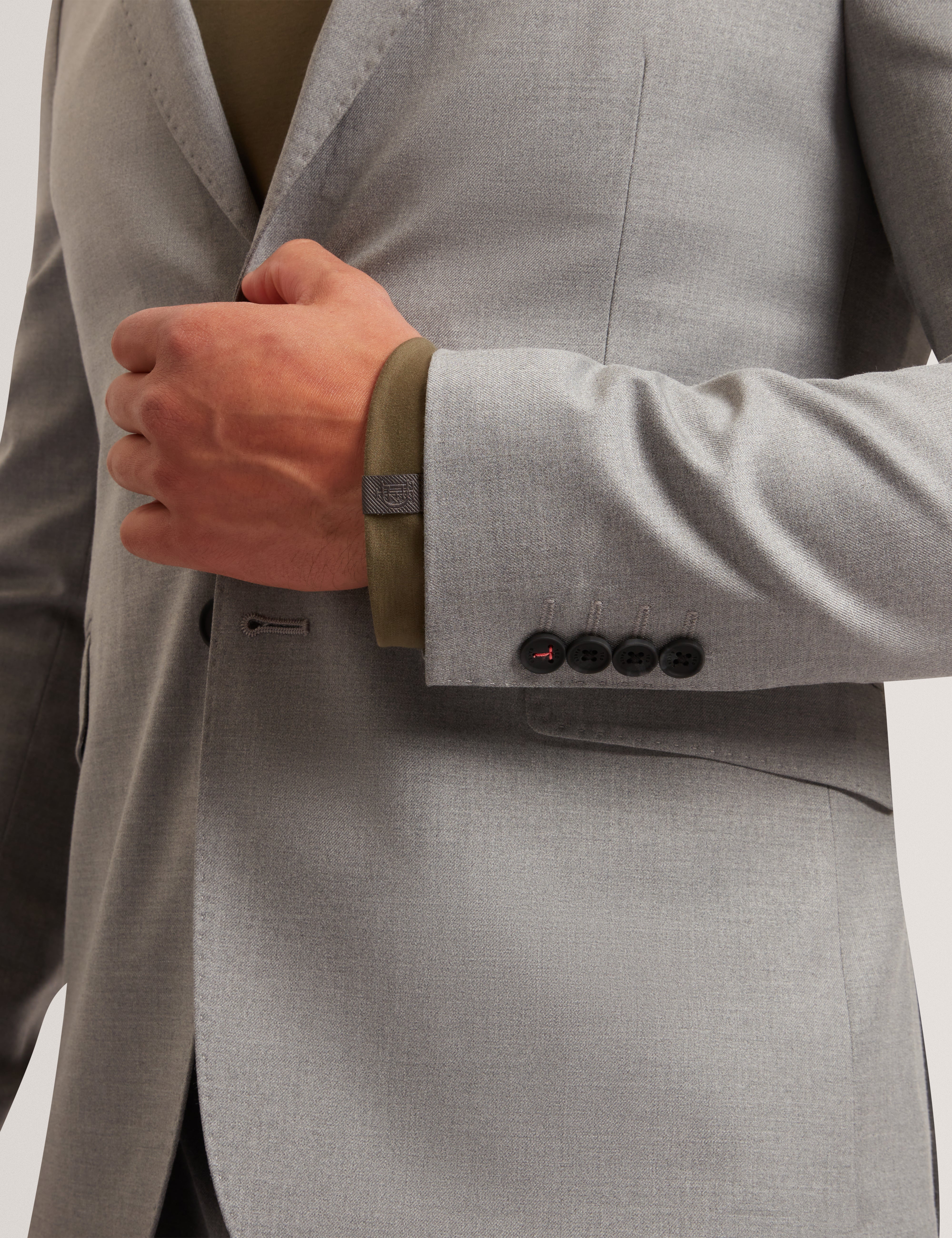 Saisonj Slim Fit Wool Blend Suit Blazer With Str Lt-Grey