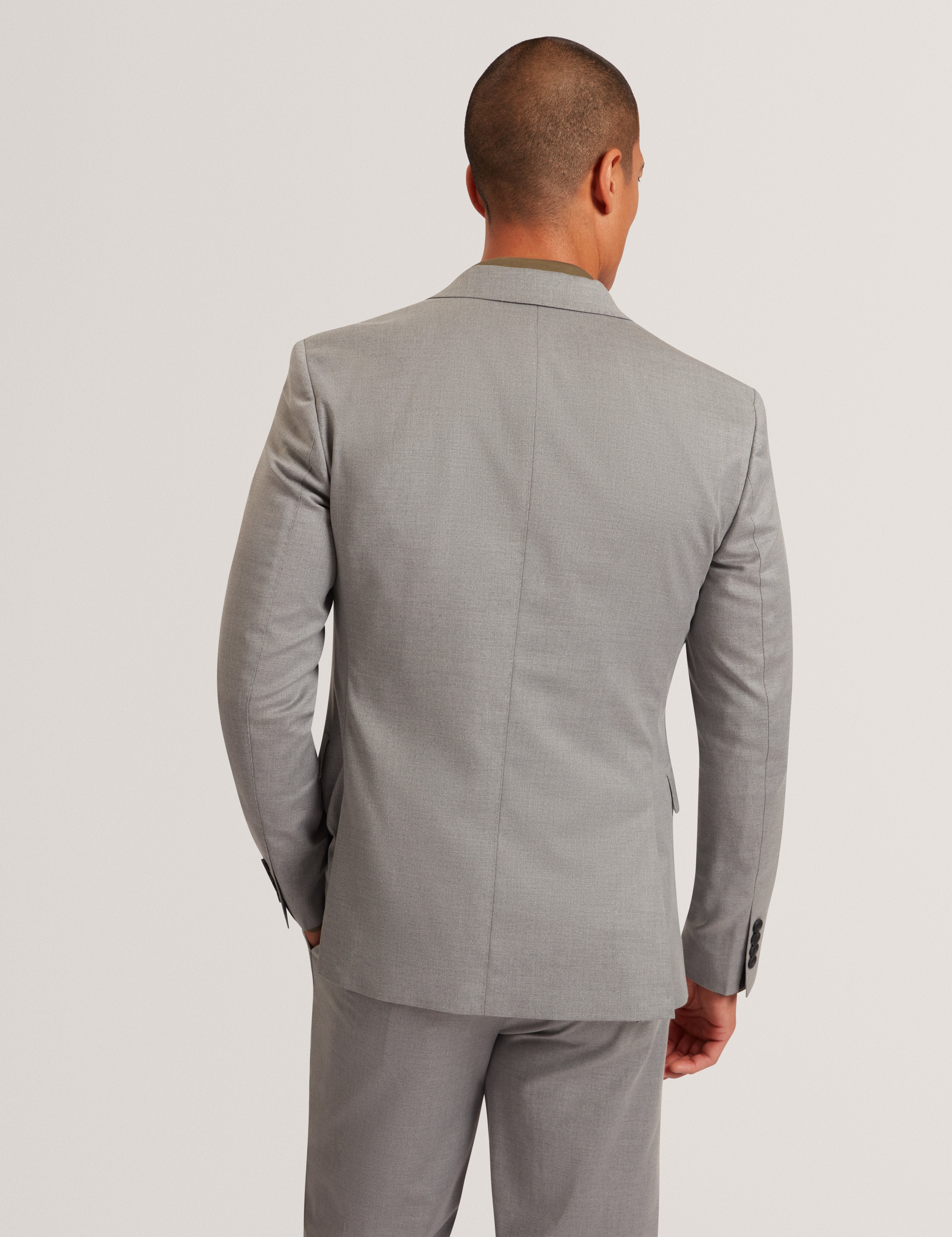 Saisonj Slim Fit Wool Blend Suit Blazer With Str Lt-Grey