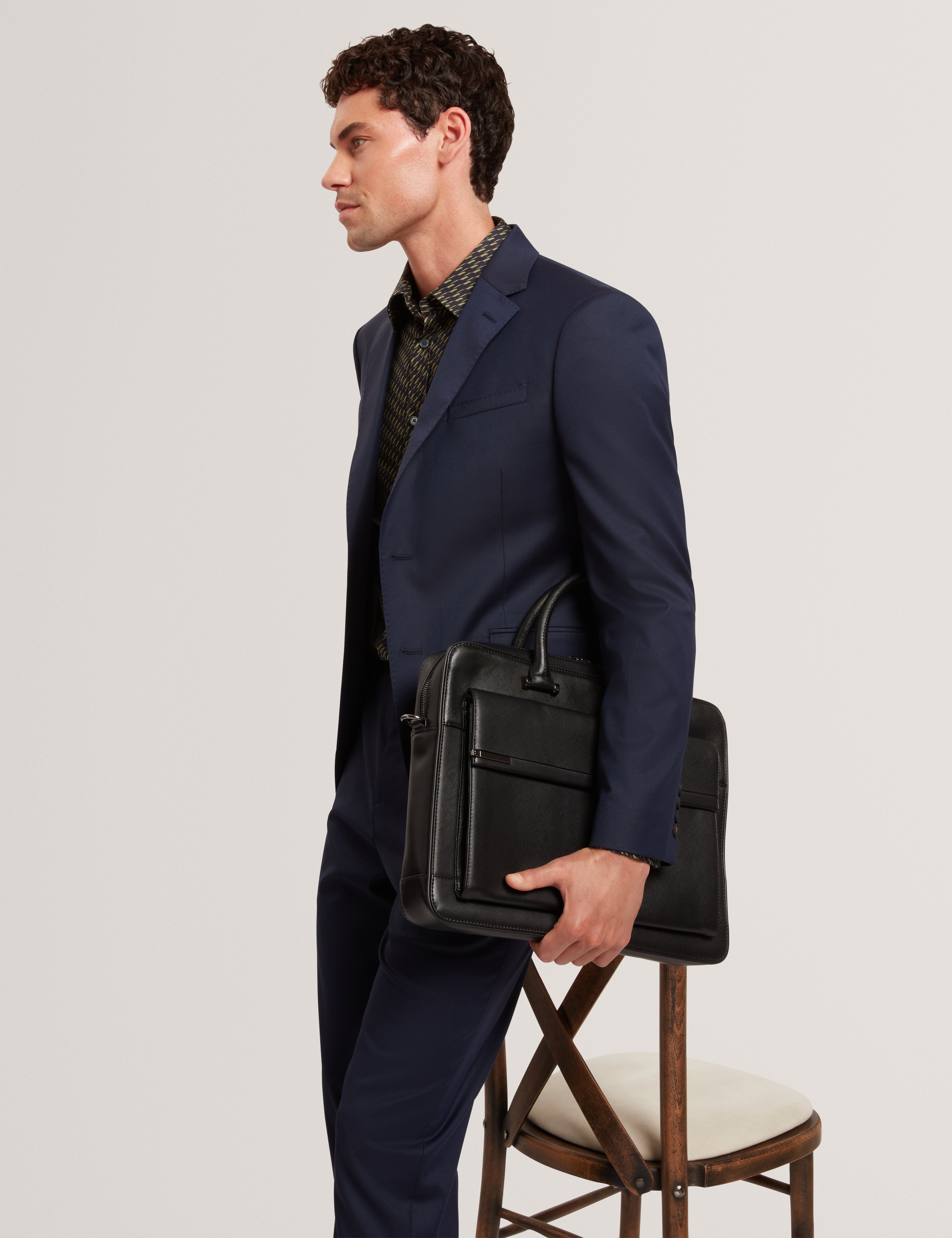 Saisonj Slim Fit Wool Blend Suit Blazer With Str Navy