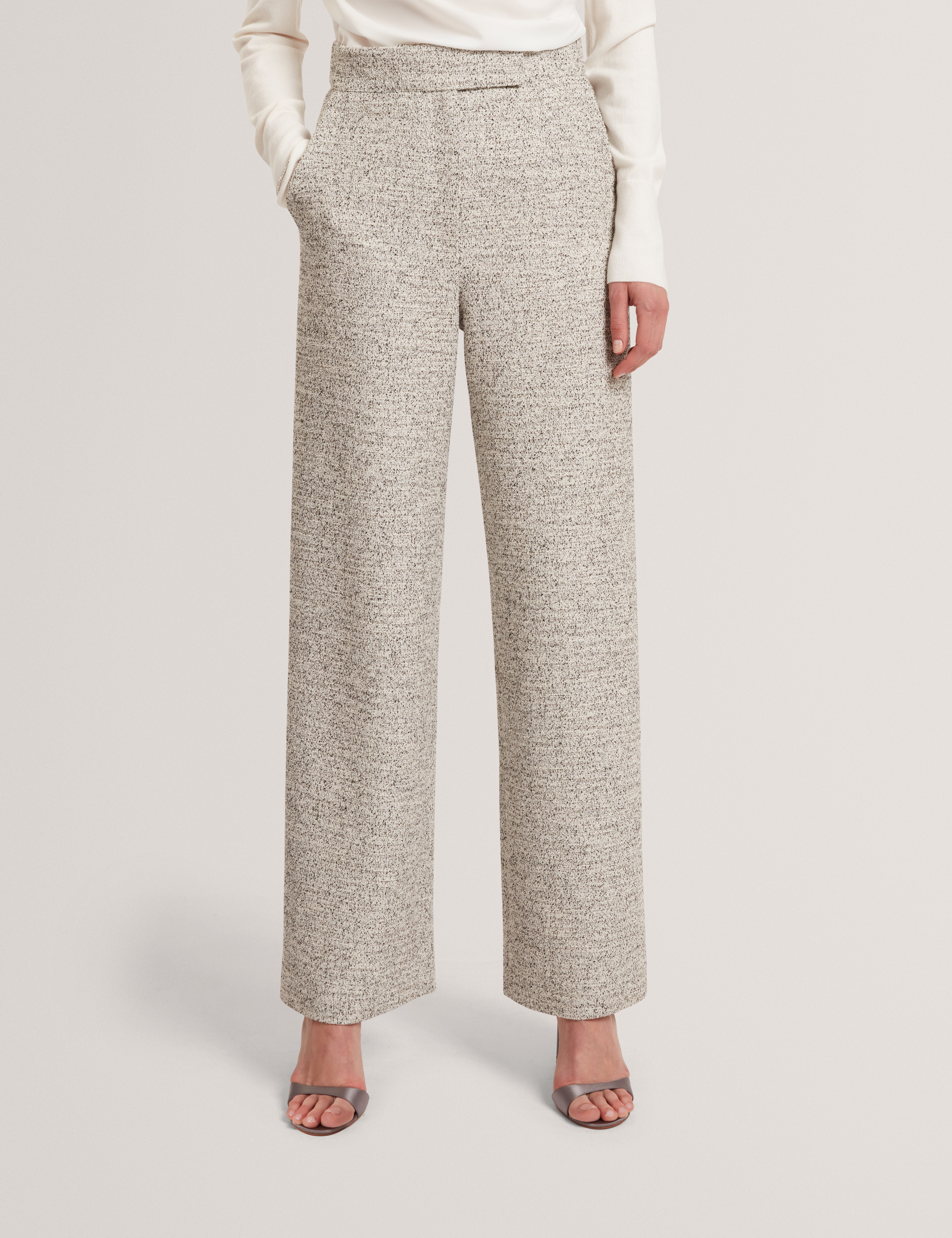 Ekaat Tailored Boucle Wide Leg Trouser Ivory