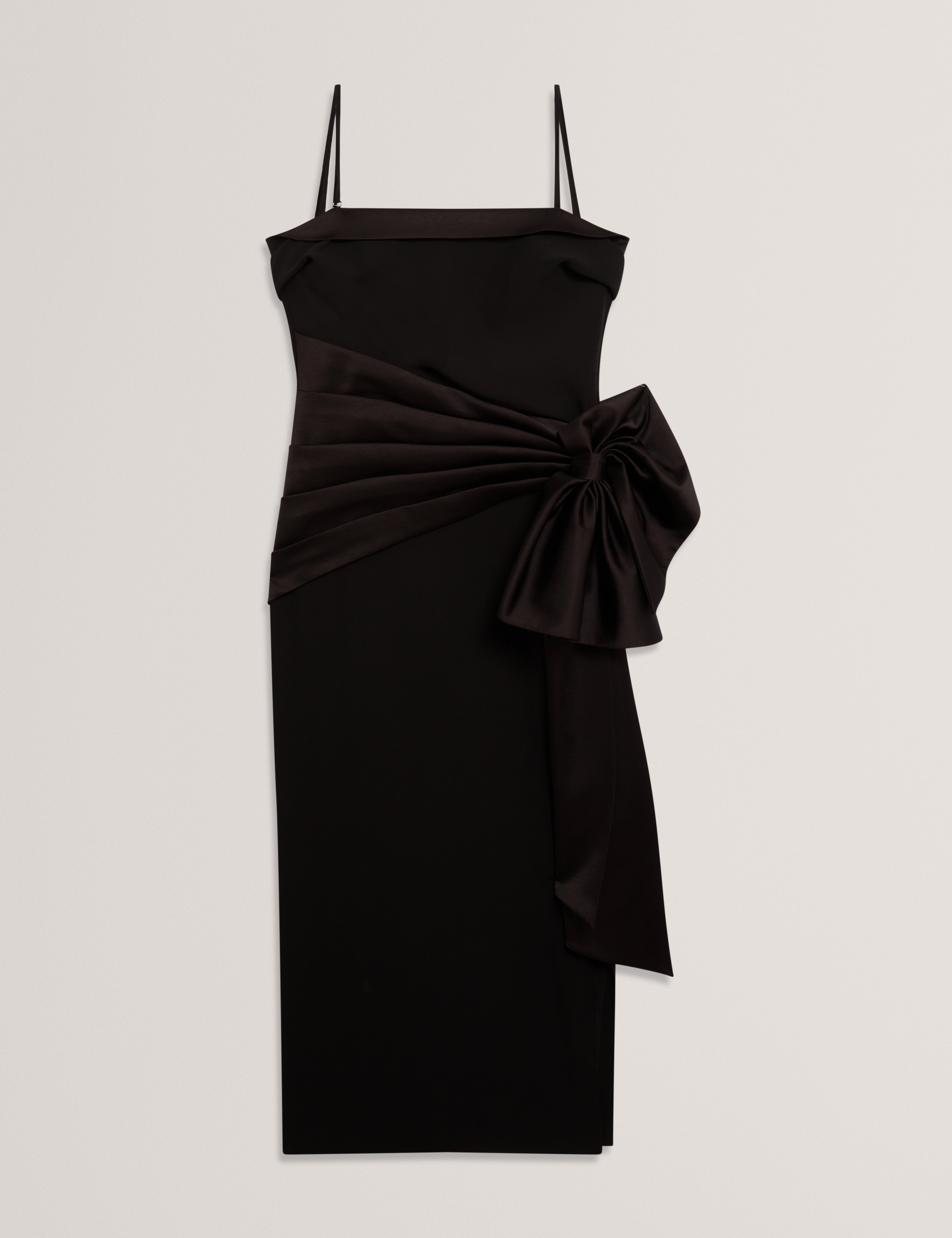 زينيد فستان أسود بدون أكمام مع فيونكا من الساتان 