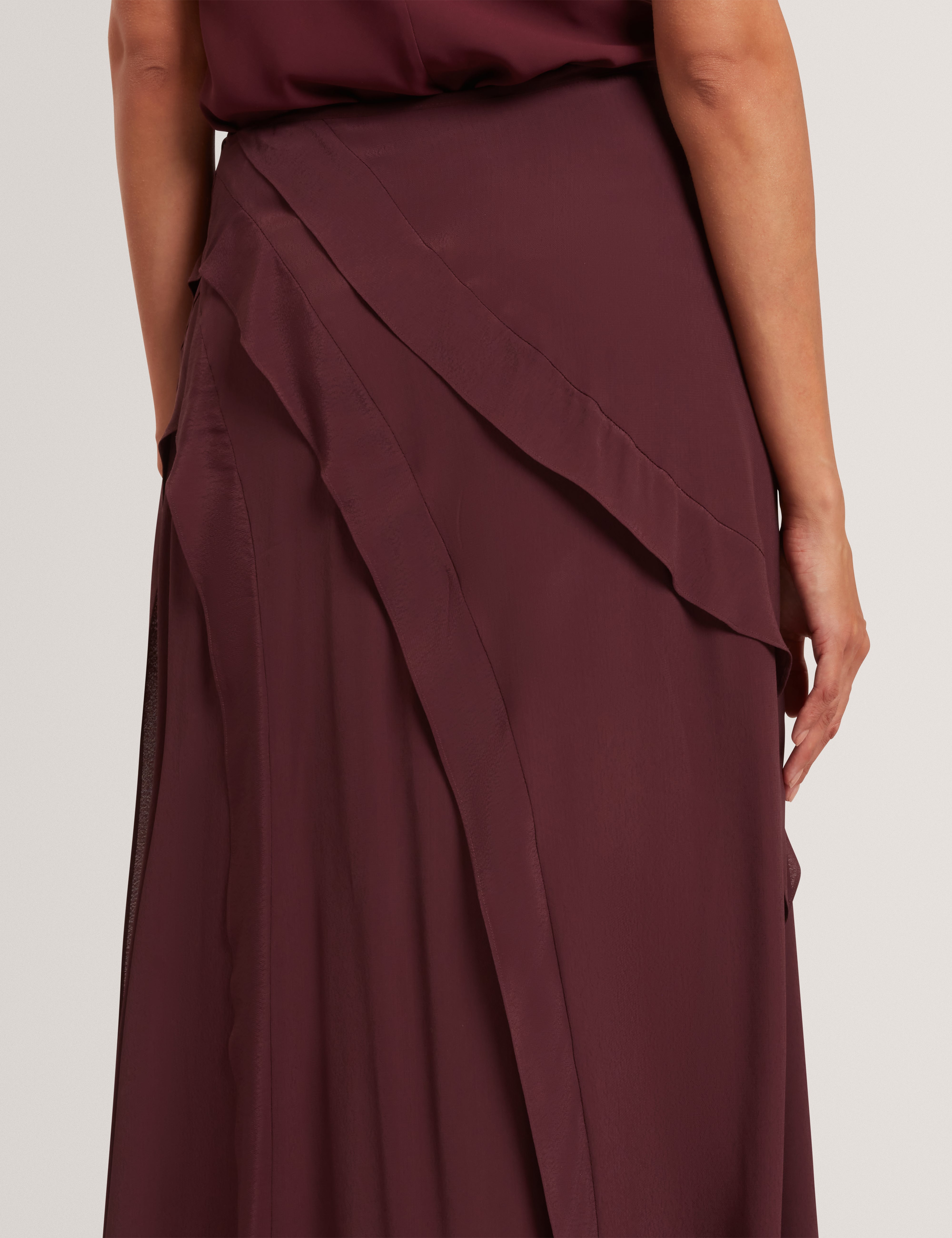 Tylda Frill Detail Maxi Skirt Oxblood