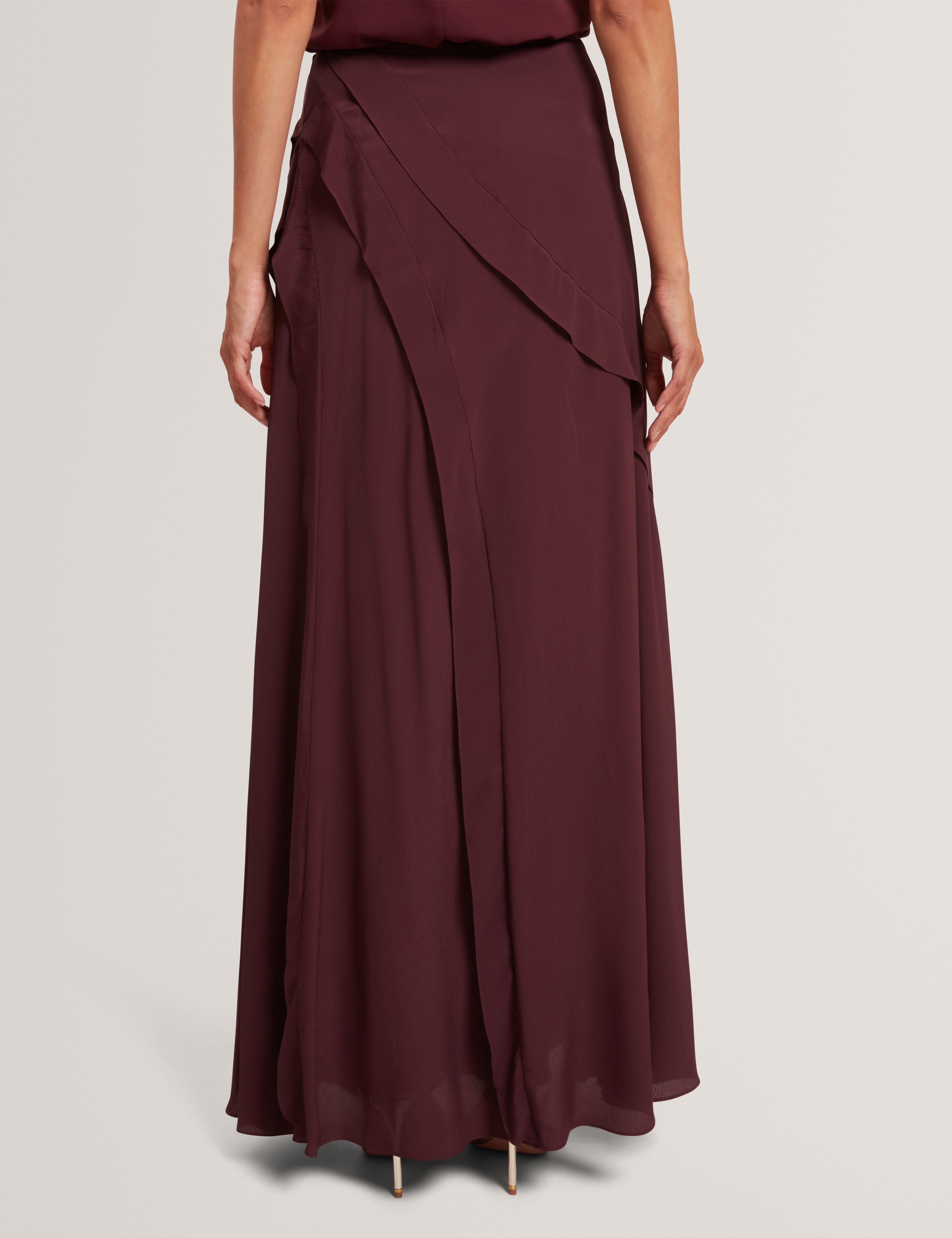 Tylda Frill Detail Maxi Skirt Oxblood
