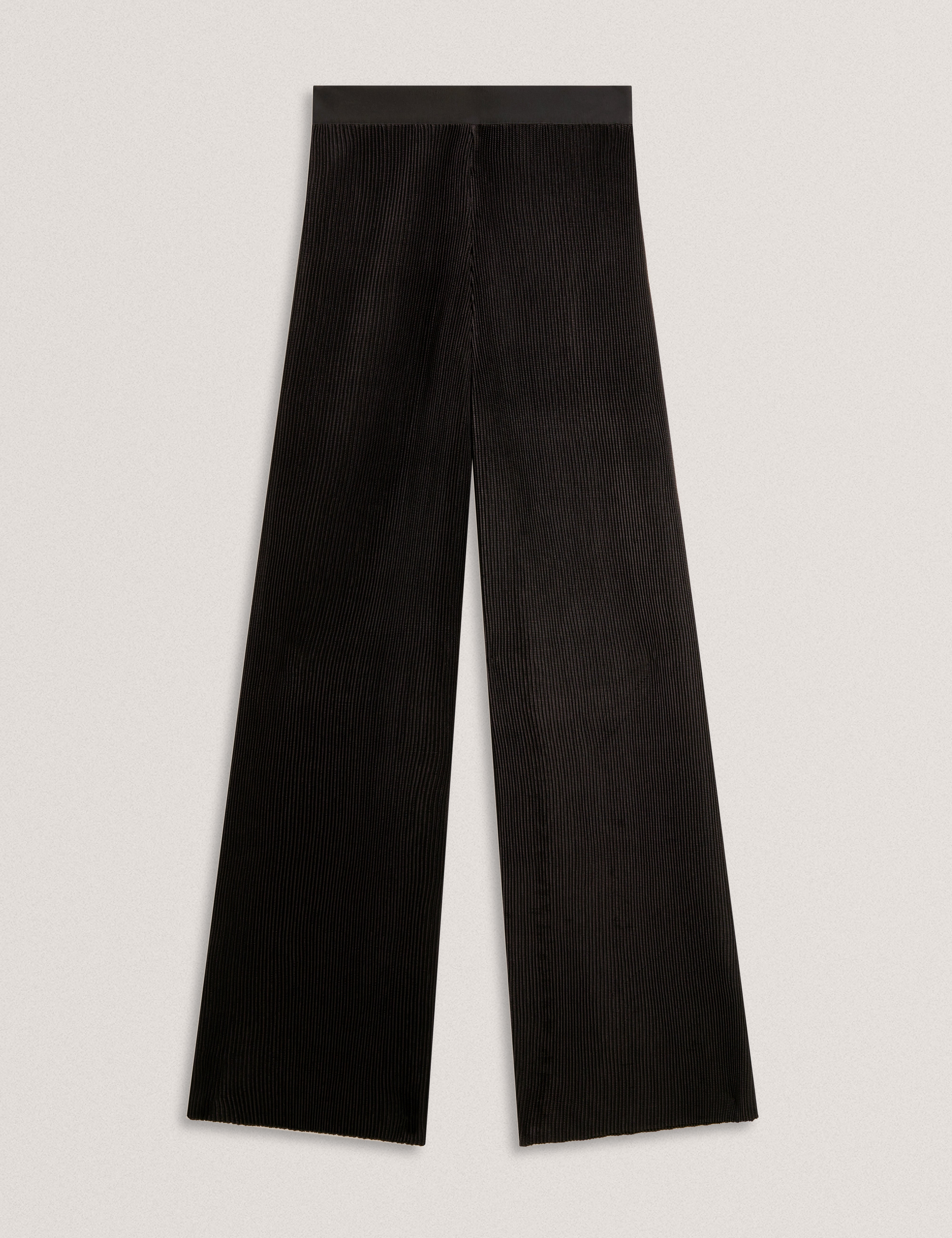 Narela Printed Wide Leg Plisse Trouser Black