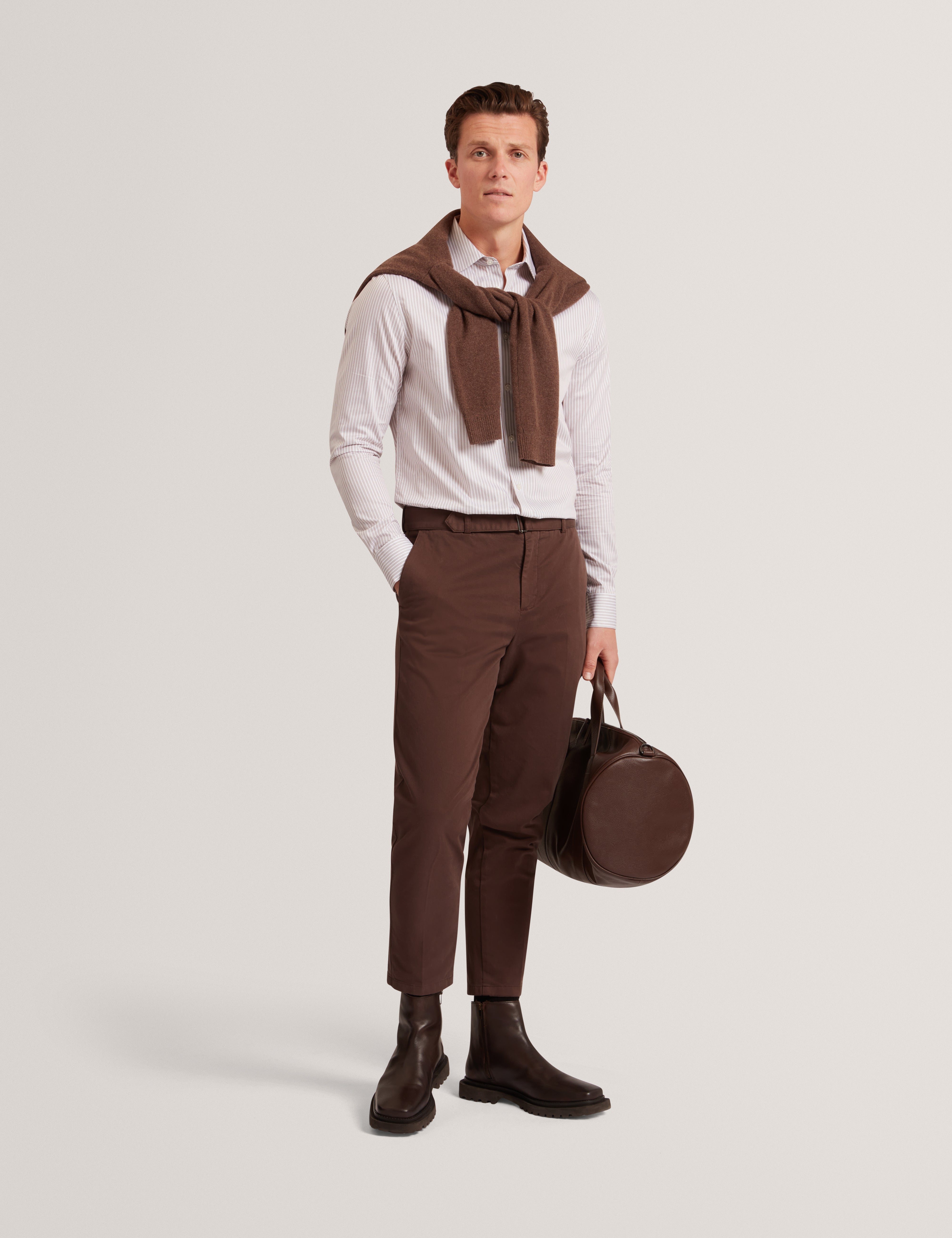 Sohoe Long Sleeve Regular Fit Striped Shirt Taupe