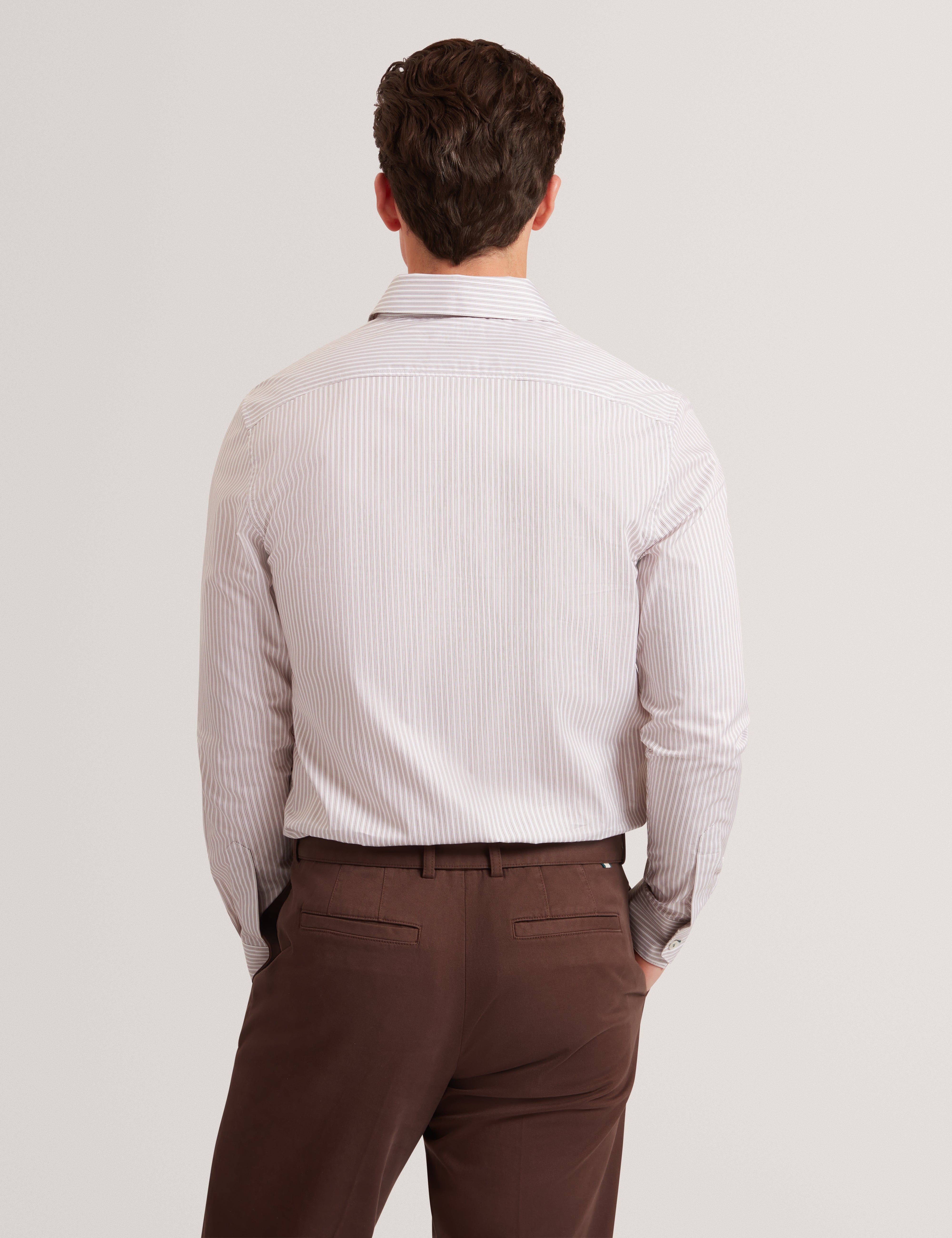 Sohoe Long Sleeve Regular Fit Striped Shirt Taupe