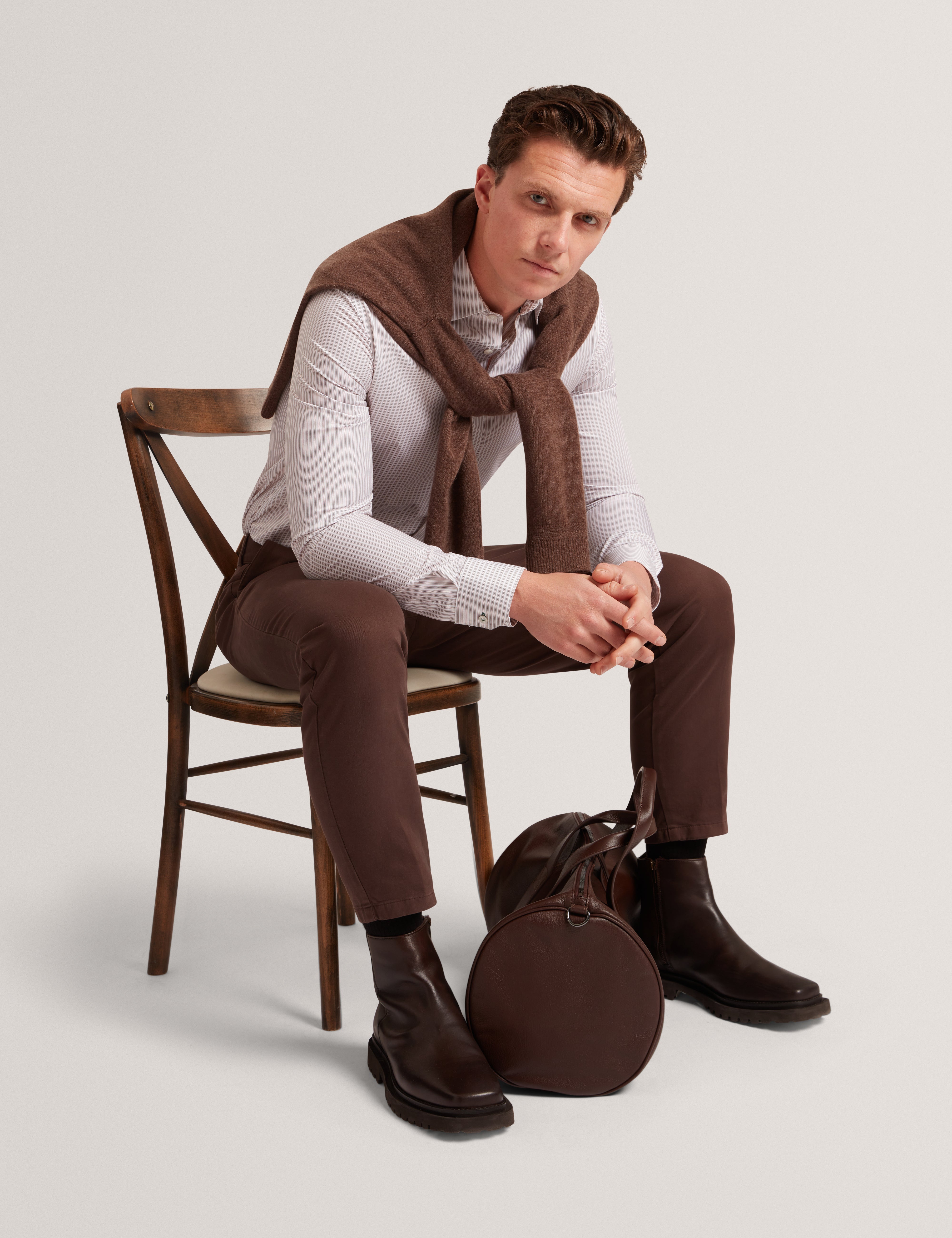 Sohoe Long Sleeve Regular Fit Striped Shirt Taupe