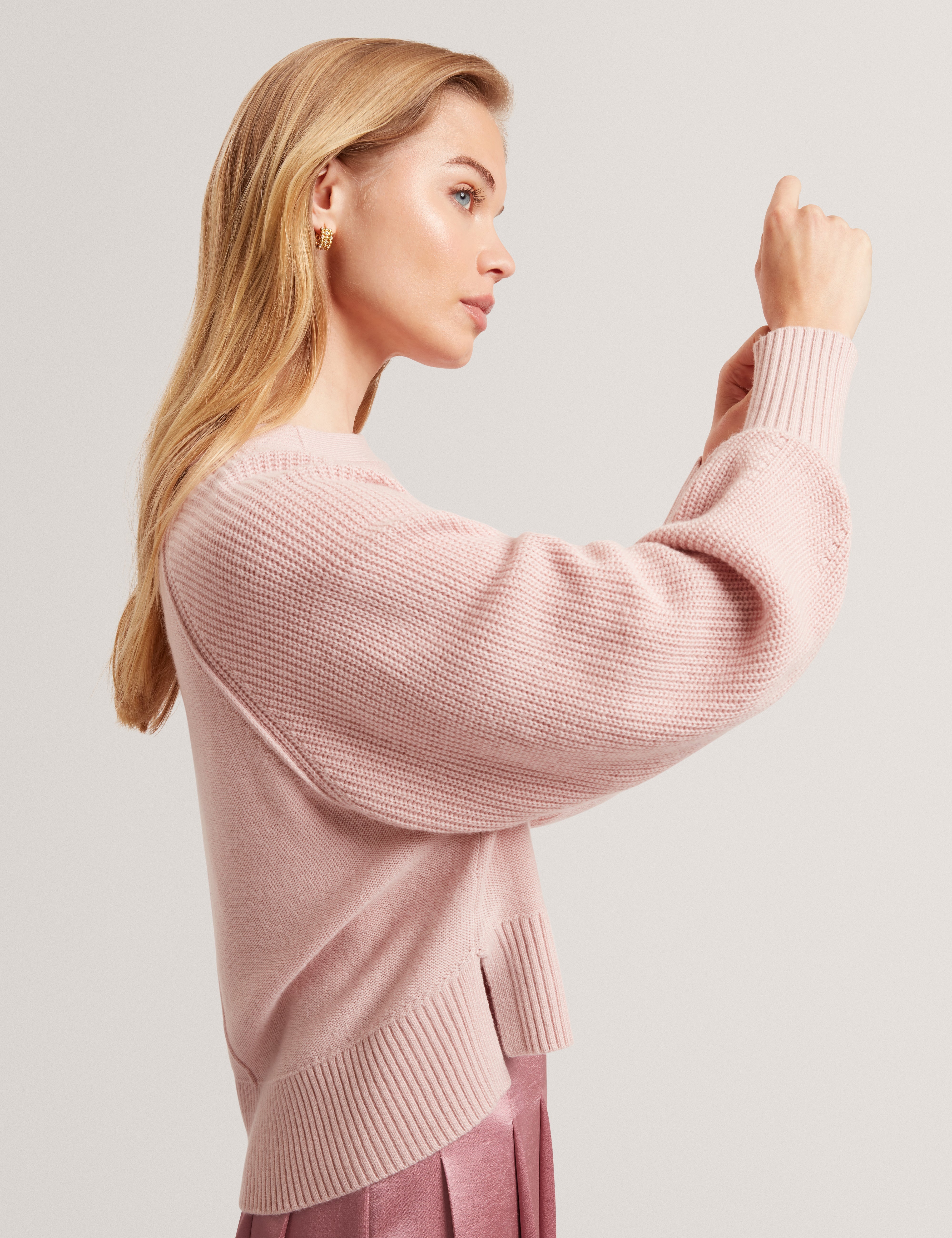 Vicckii Crew Neck Knitted Jumper Pl-Pink
