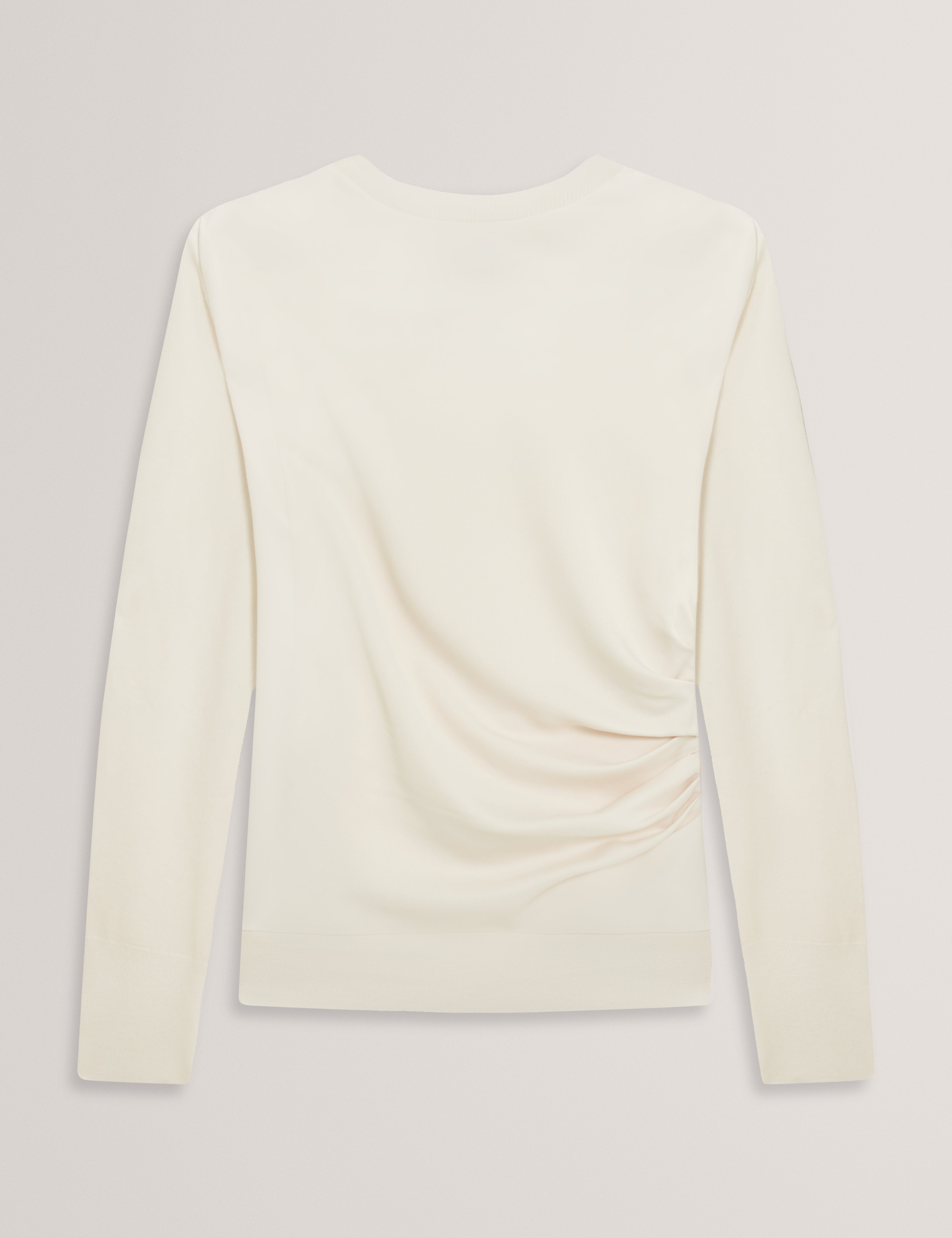 Leslay Draped Front Knitted Long Sleeve Top Ivory