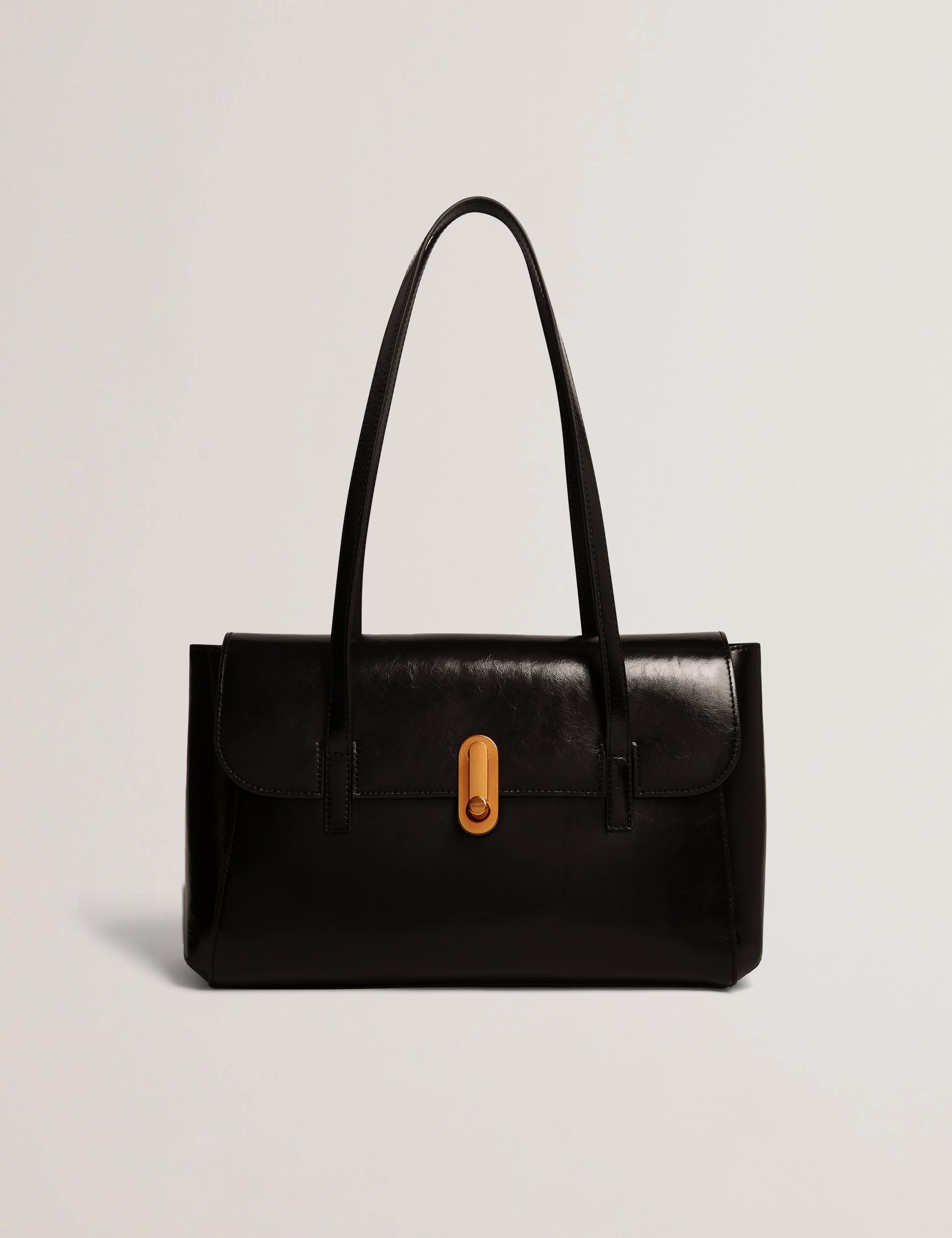 Kkamy Twist Lock Detail Elongated Shoulder Bag Black