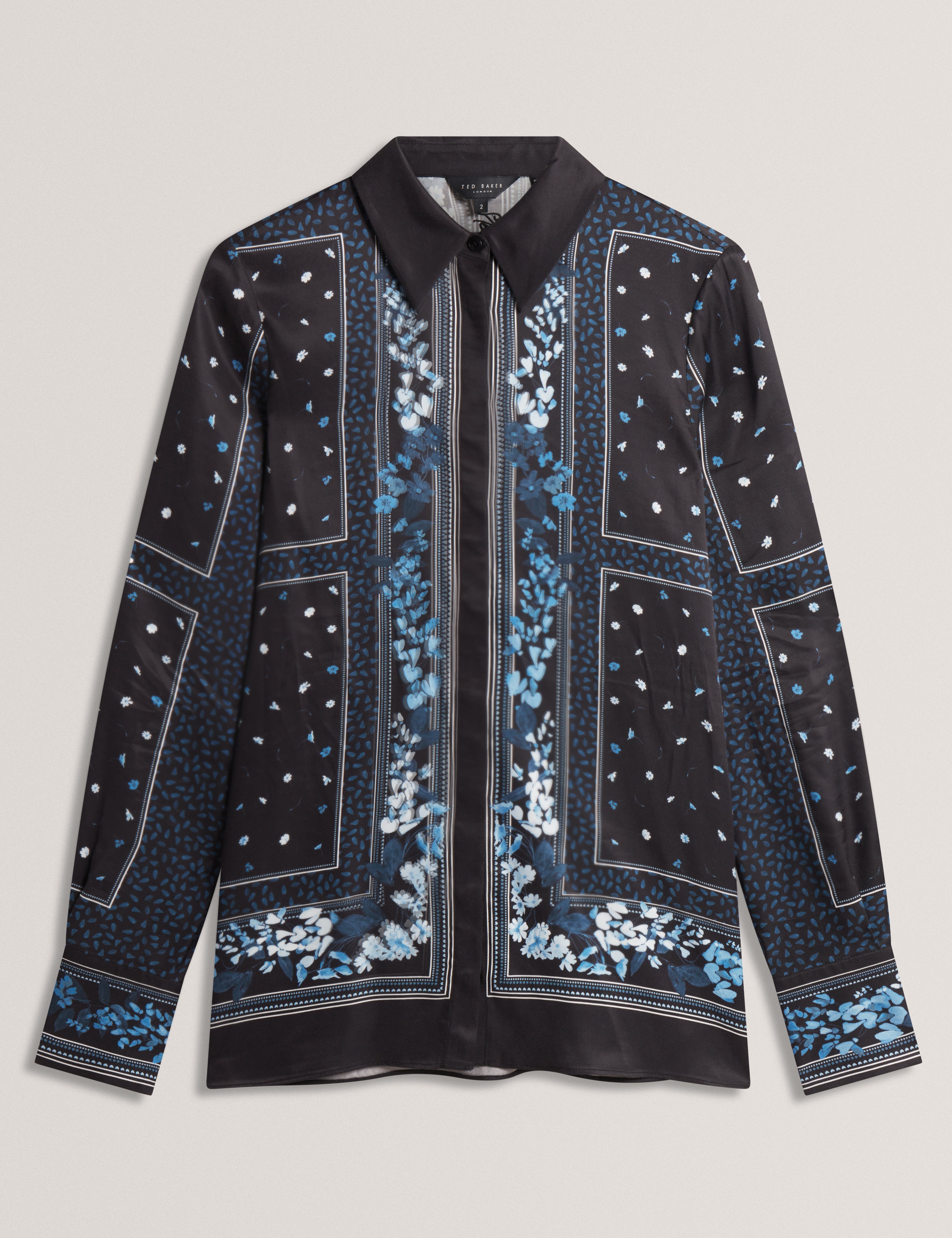 Nohva Printed Longline Shirt Black