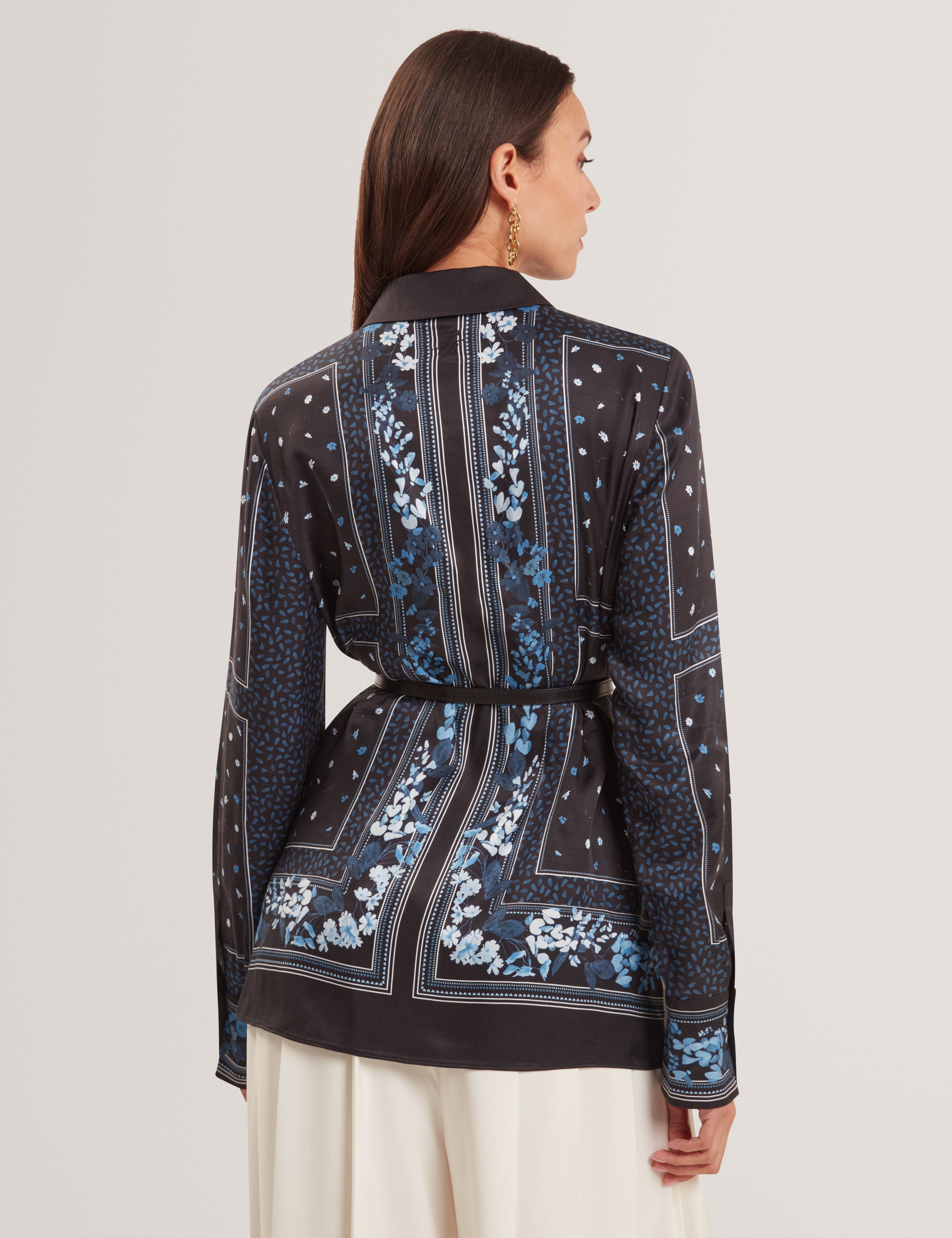 Nohva Printed Longline Shirt Black