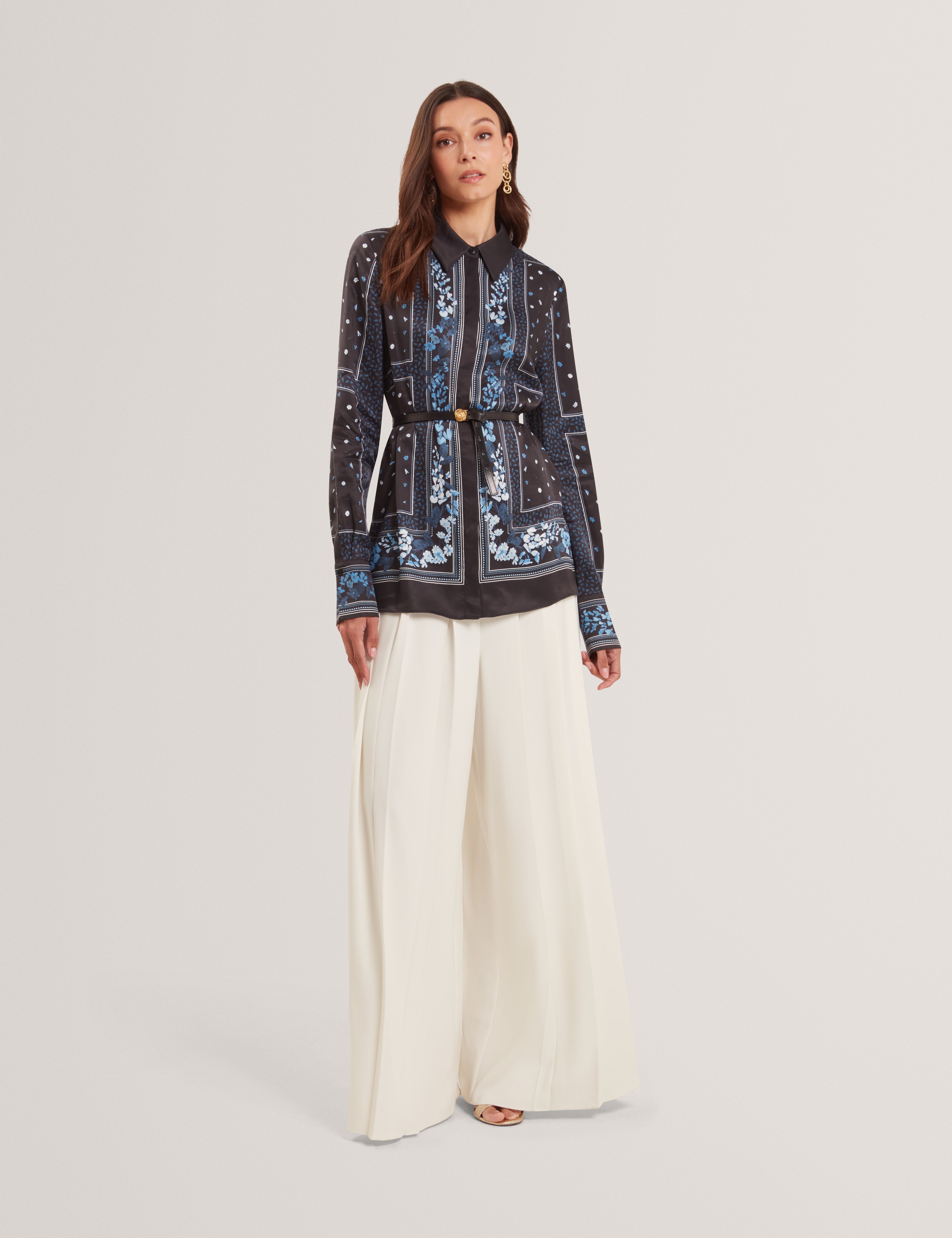 Nohva Printed Longline Shirt Black