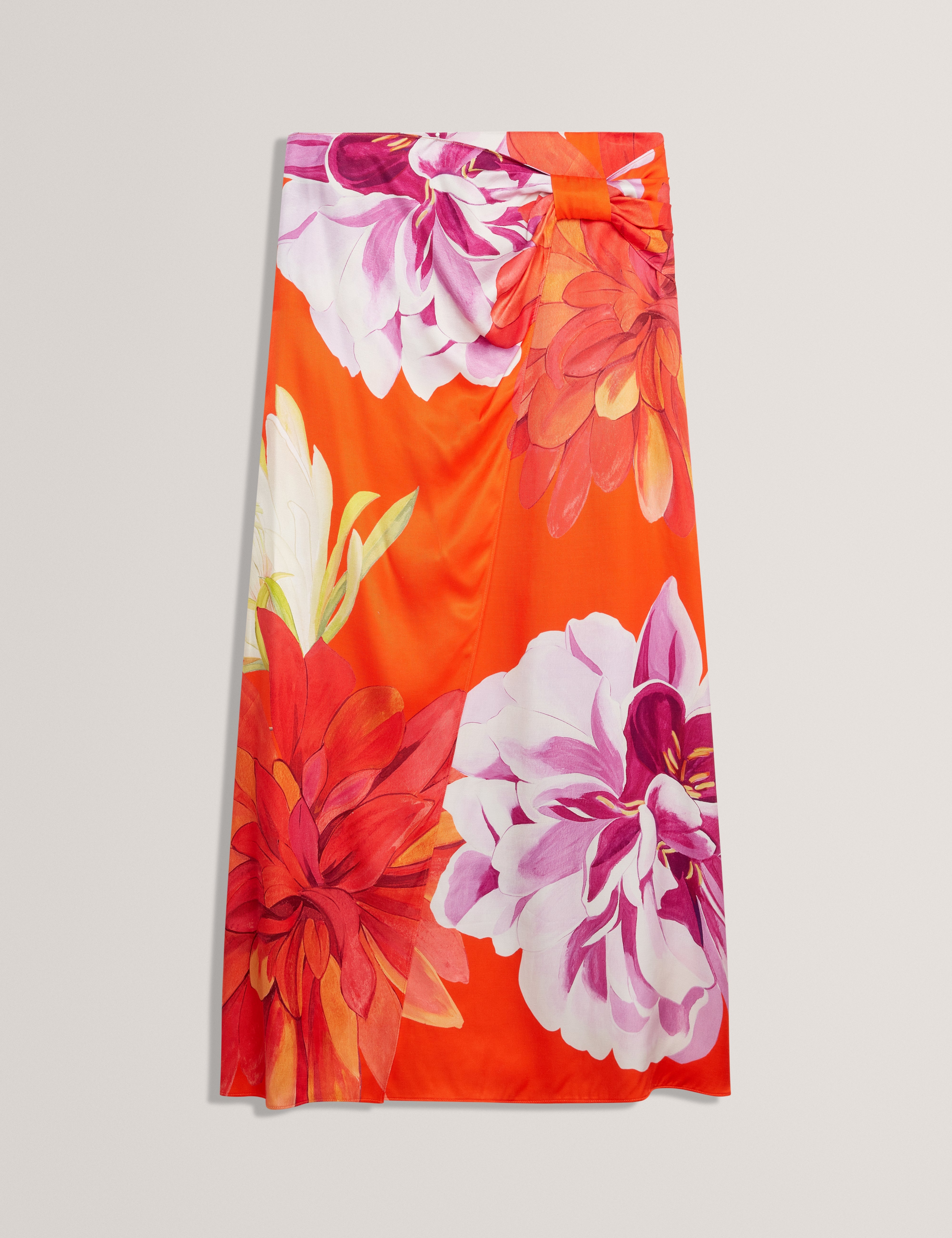 Neoa Printed Asymmetric Midi Skirt Orange