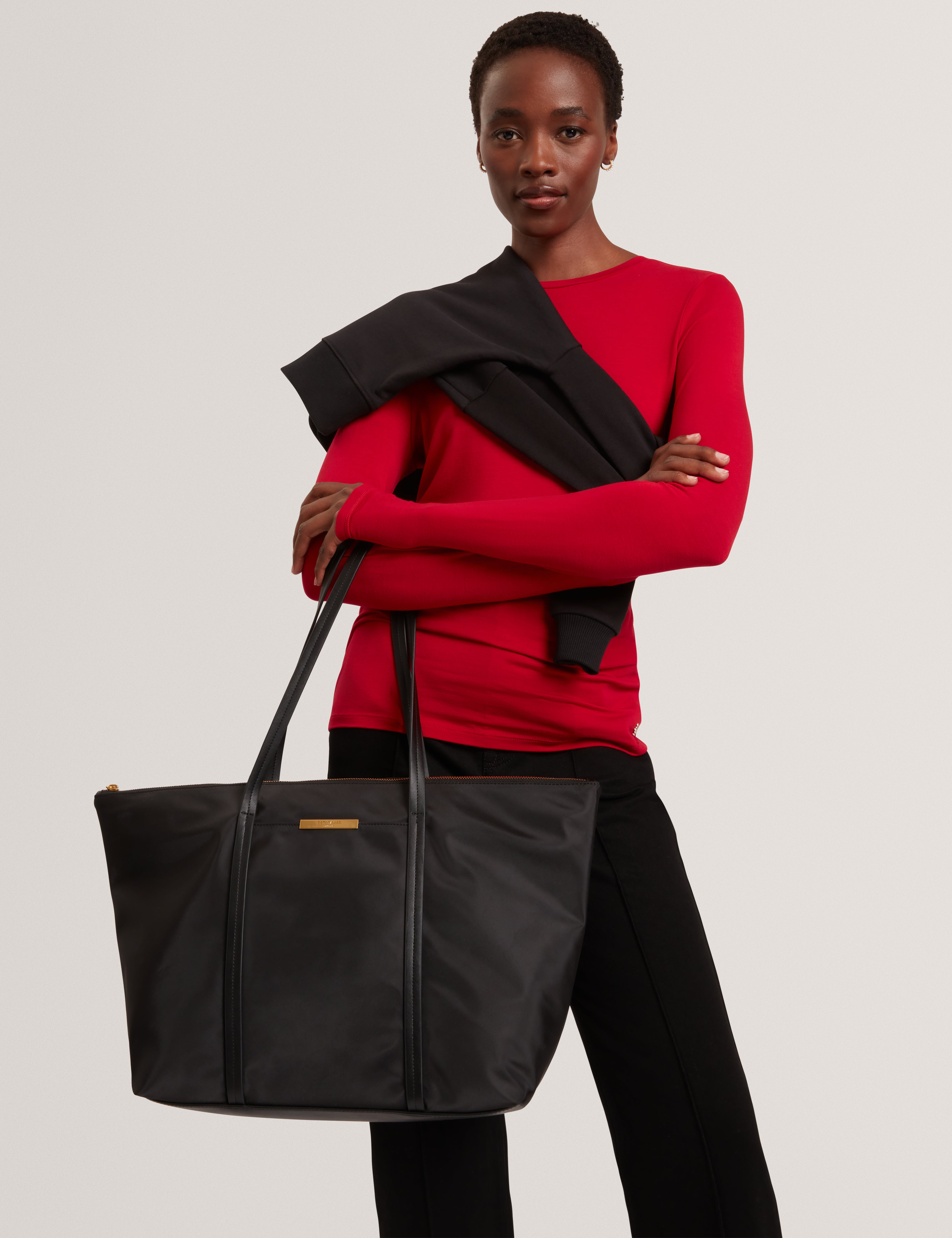 Nycole Nylon Large Tote Bag Black