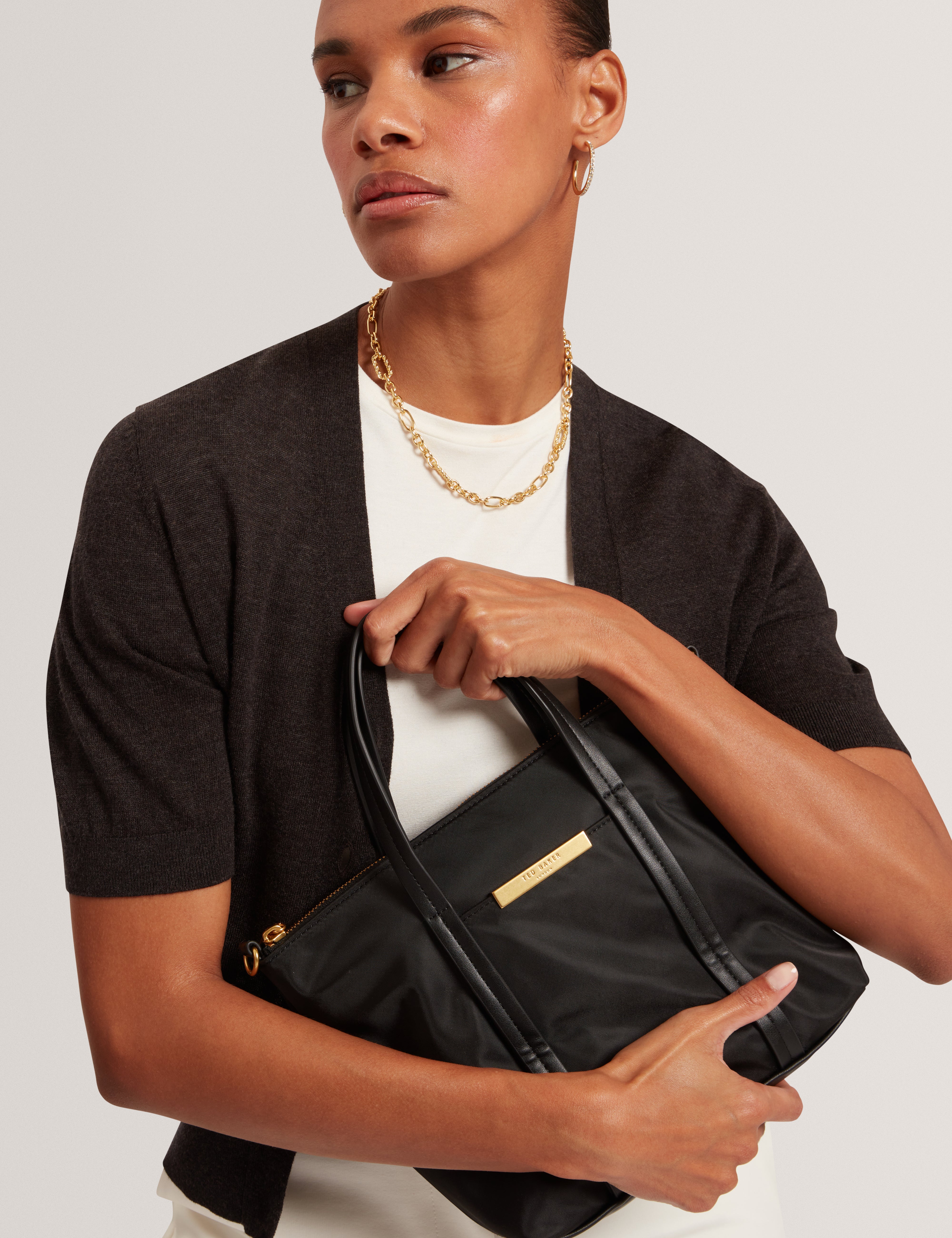 Nykkie Nylon Mini Crossbody Tote Bag Black