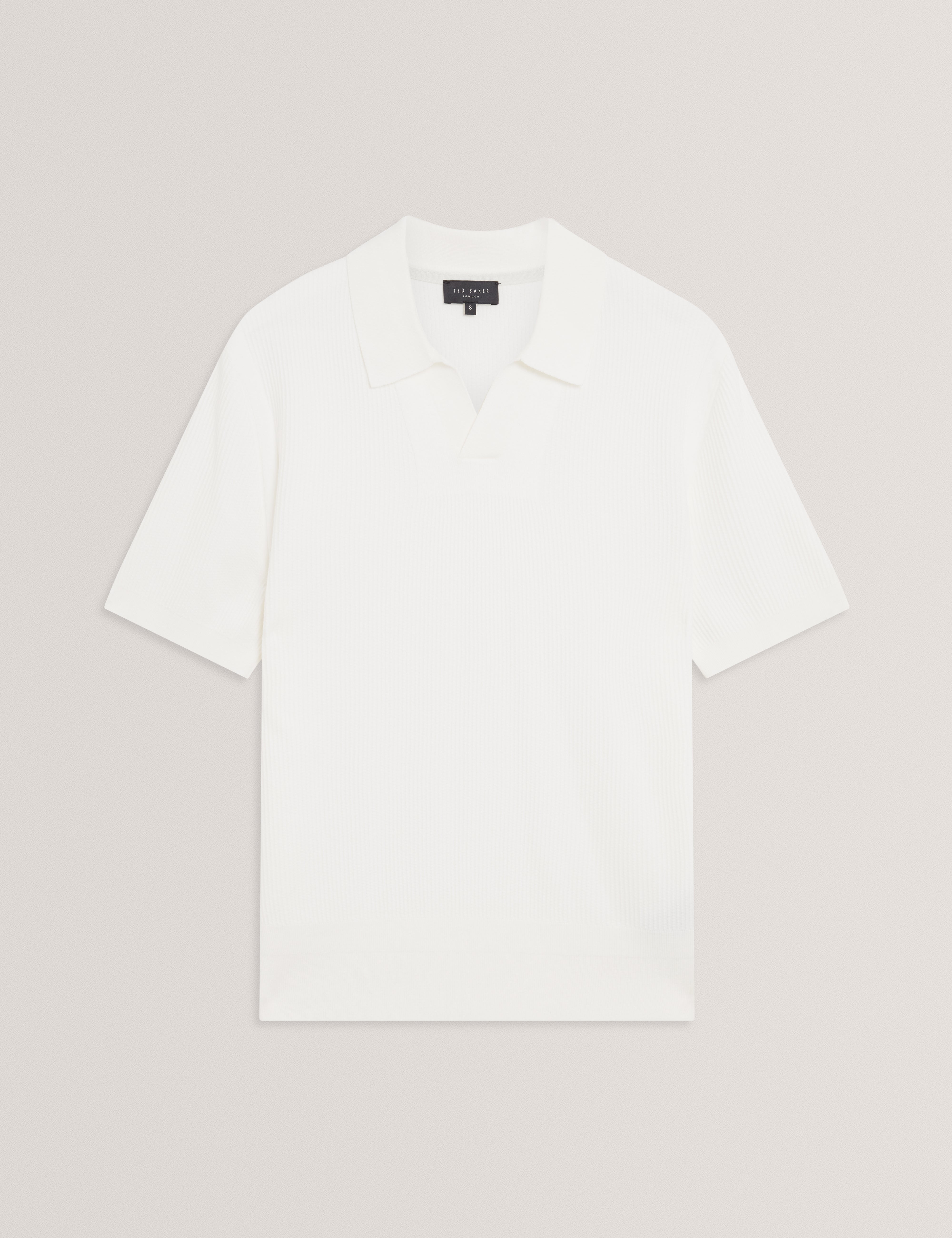 Aindrea Short Sleeve Stitch Detail Open Neck Polo White