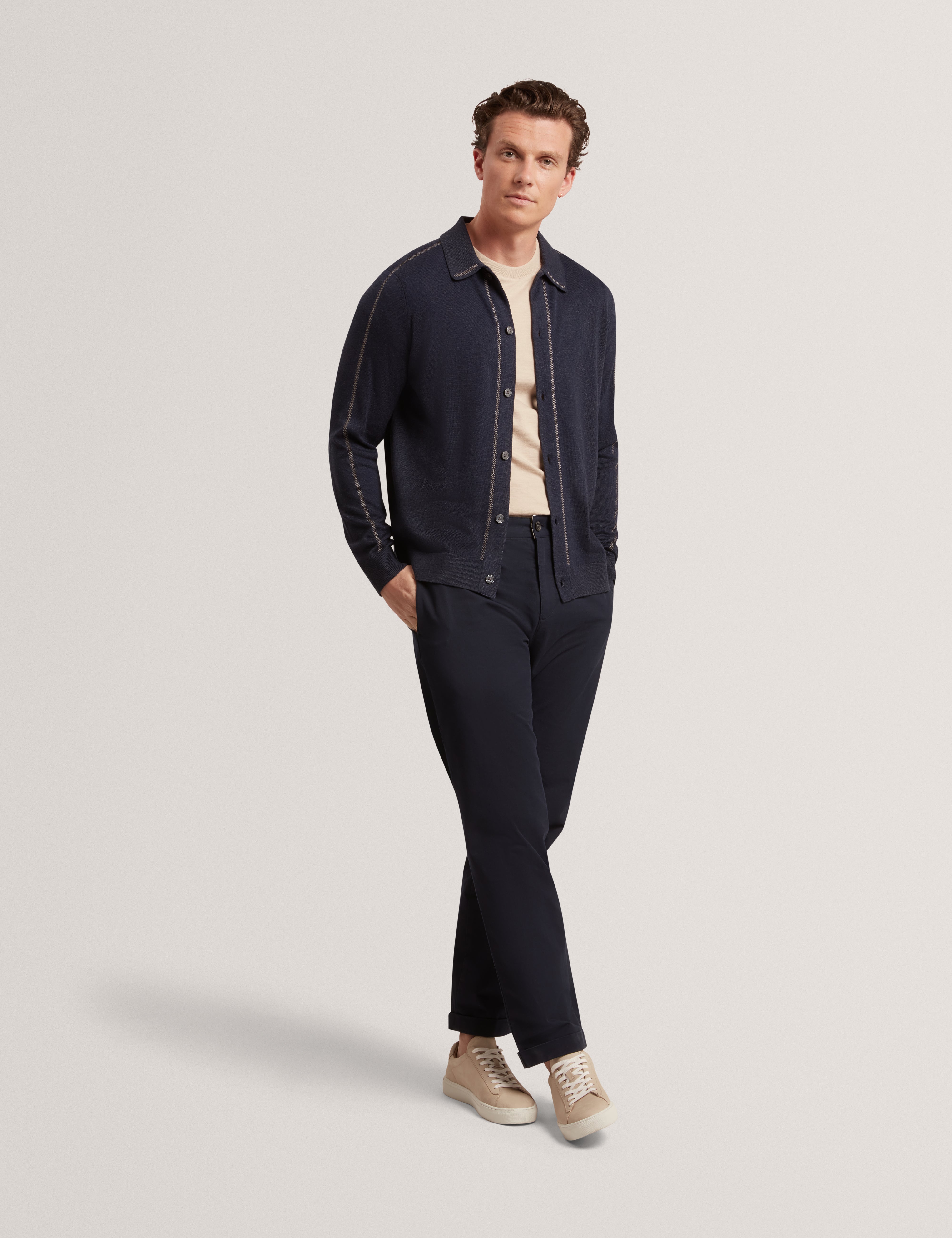 ديارماد قميص بولو بأكمام طويلة لون كحلي