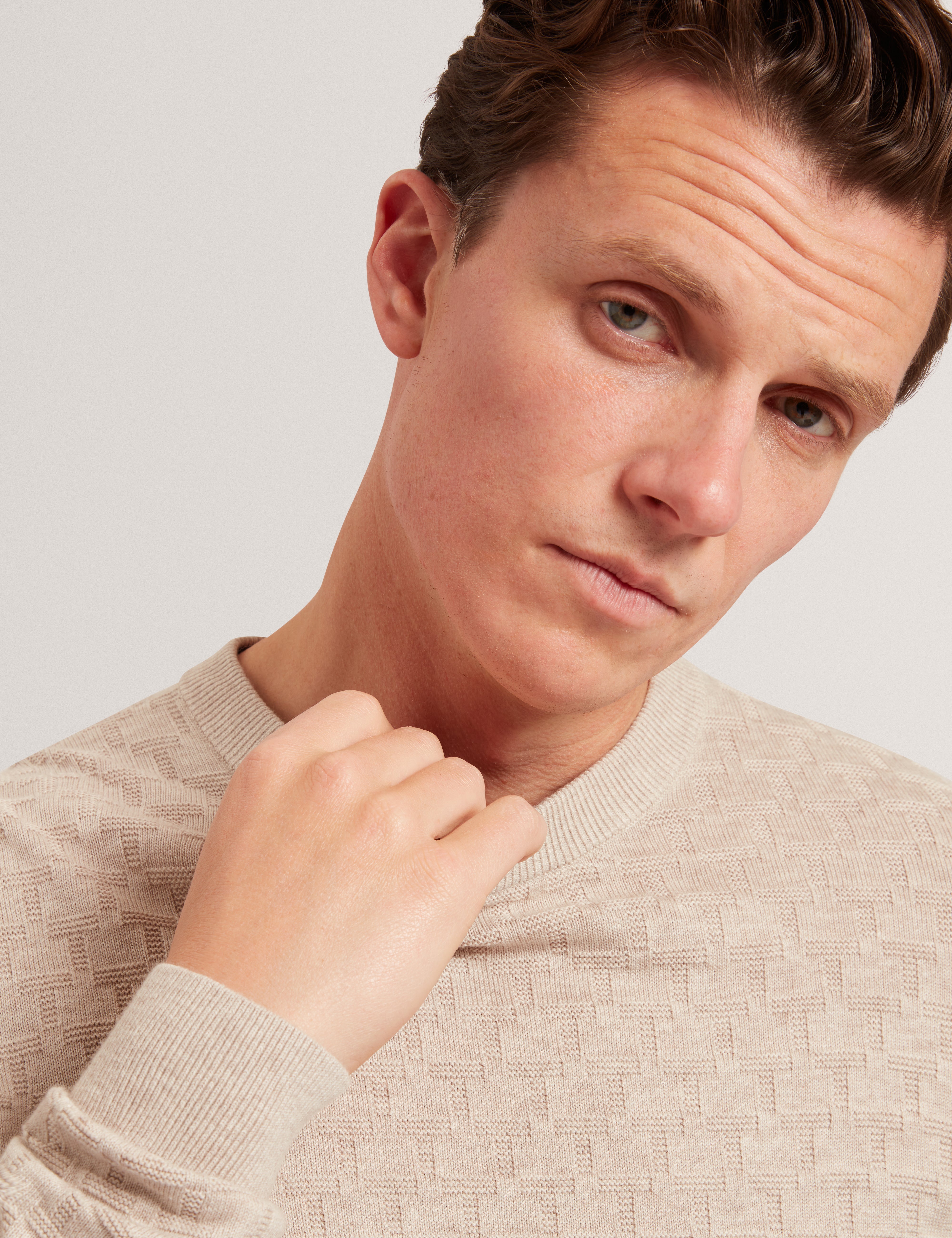 Sainsy T Stitch Crew Neck Natural