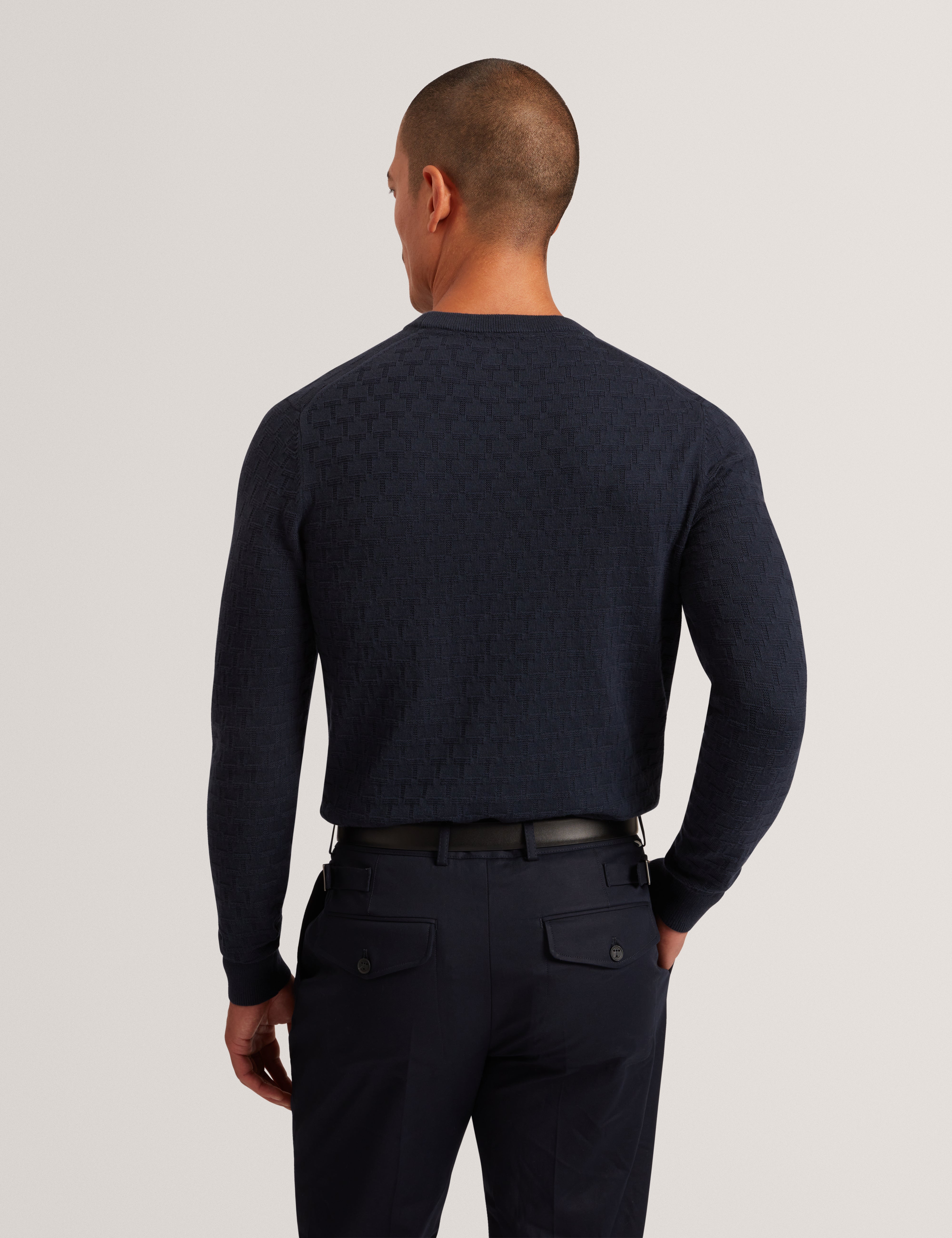 Sainsy T Stitch Crew Neck Navy