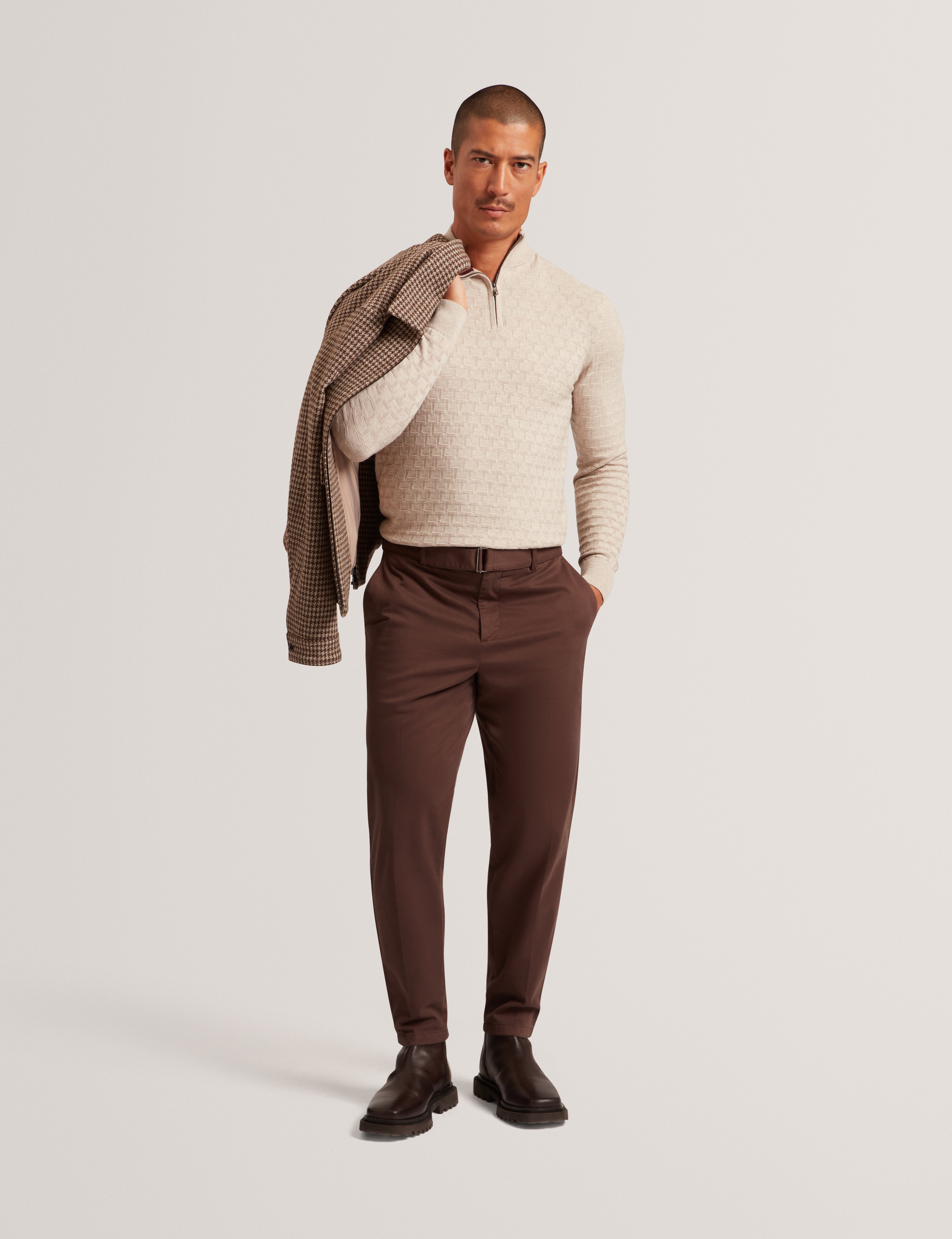 Jeremee T Stitch Half Zip Natural