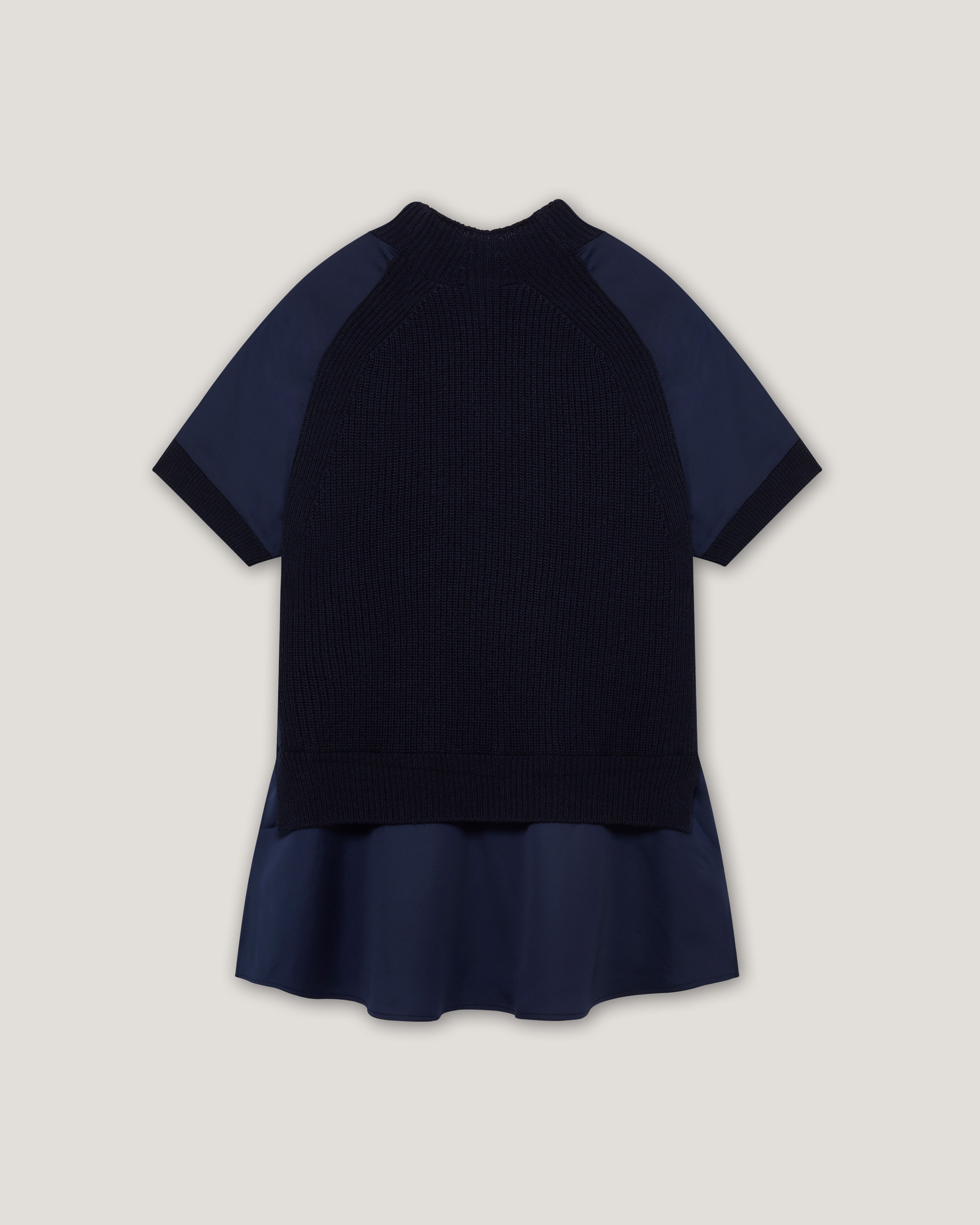 Onzaa Woven Detailed Raglan Short Sleeve Jumper Navy