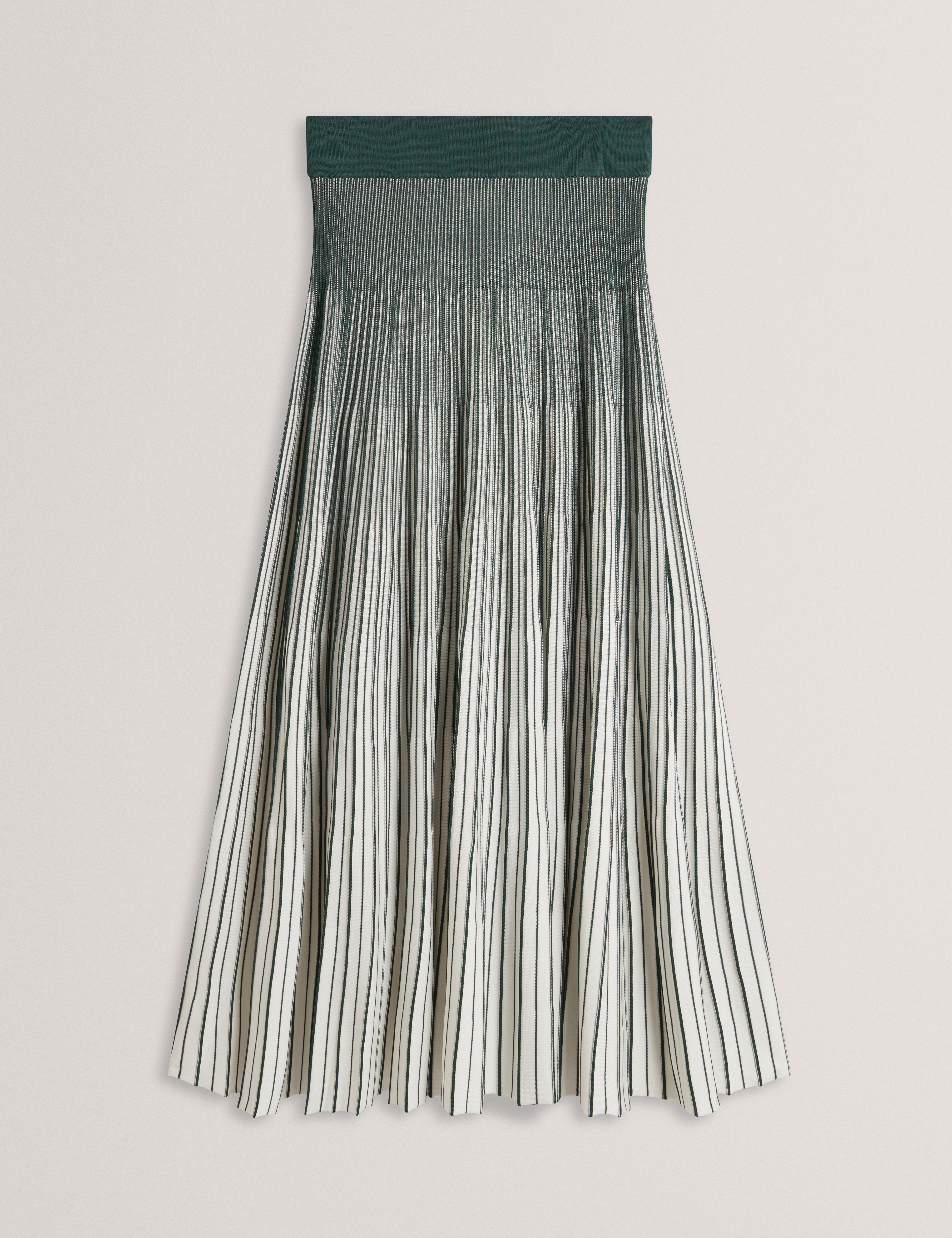 Jenavia Textured Stripe Knitted Midi Skirt Dk-Green