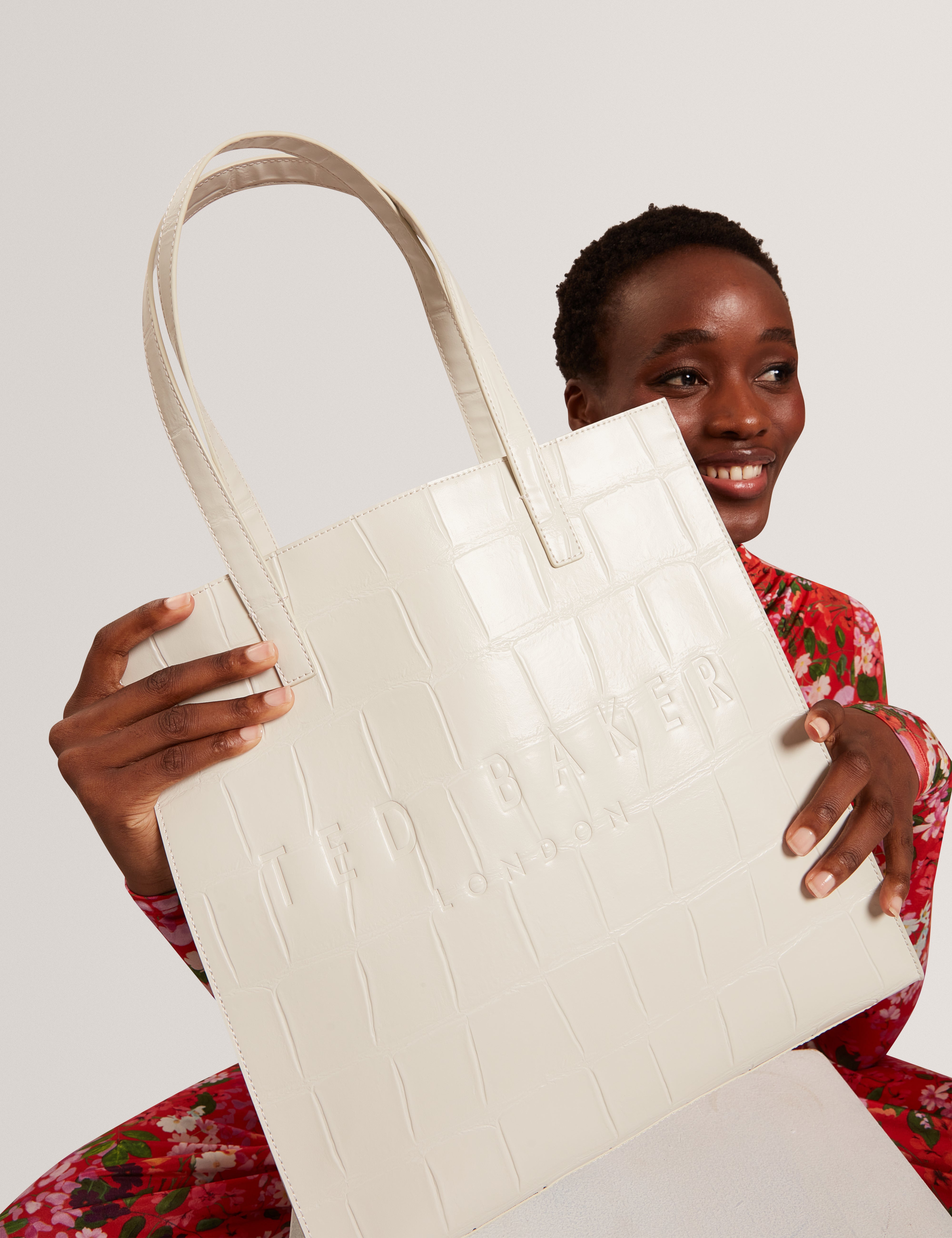 Croccon Croc Effect Large Icon Bag Ivory