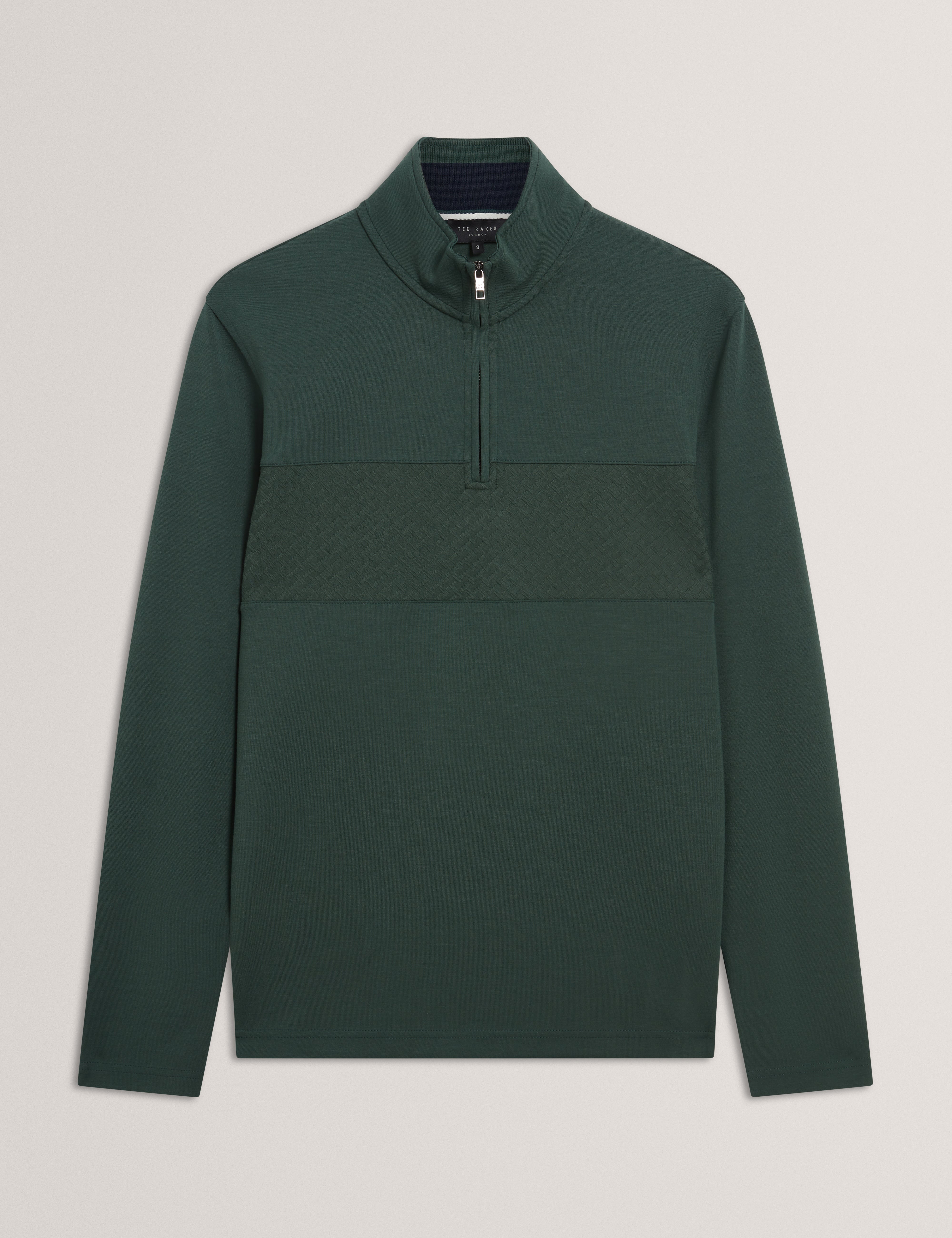 سيمونيا سترة بياقة عالية مع سحاب لون أخضر داكن