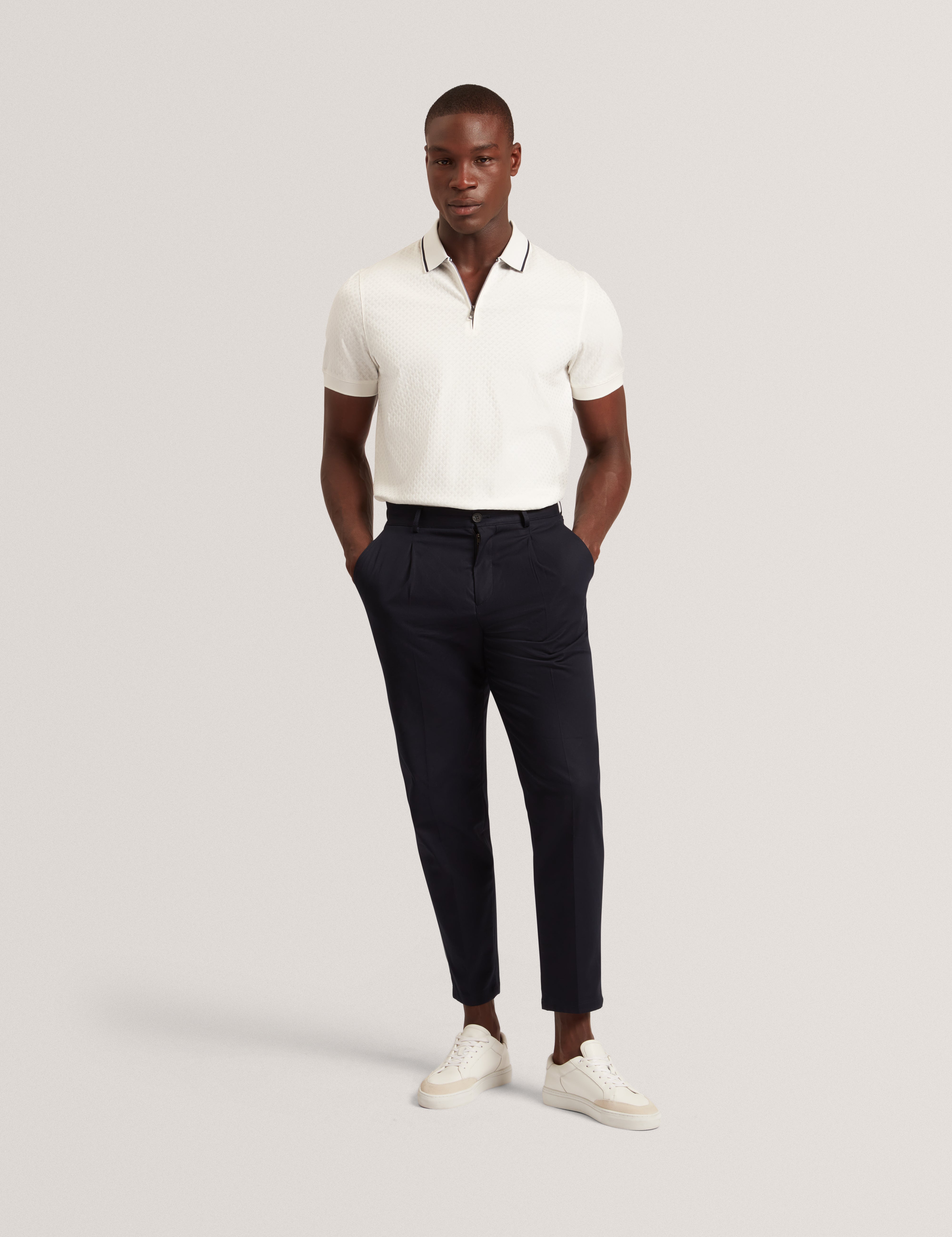 Cophen Short Sleeve Regular T Stitch Polo Shirt White