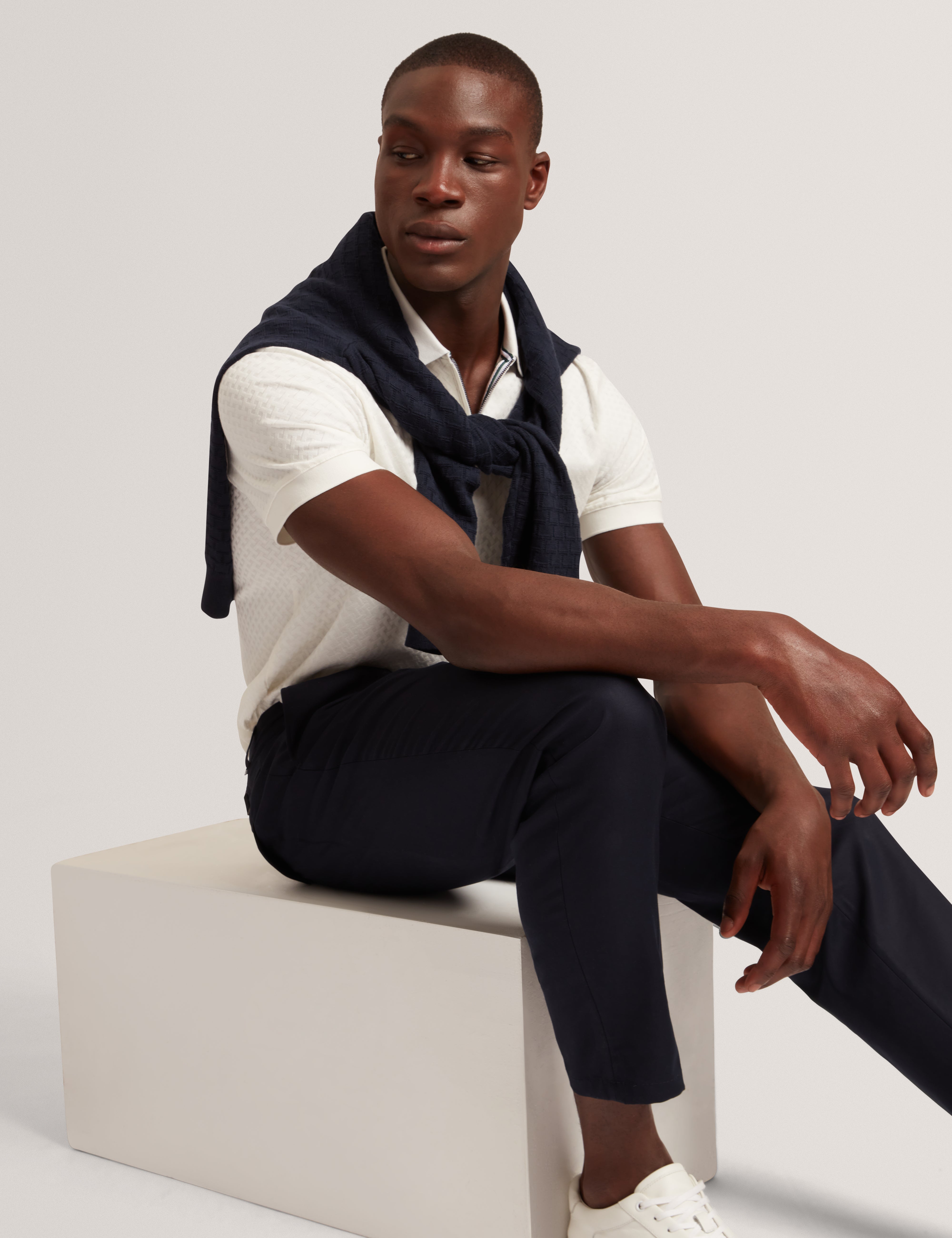 Cophen Short Sleeve Regular T Stitch Polo Shirt White