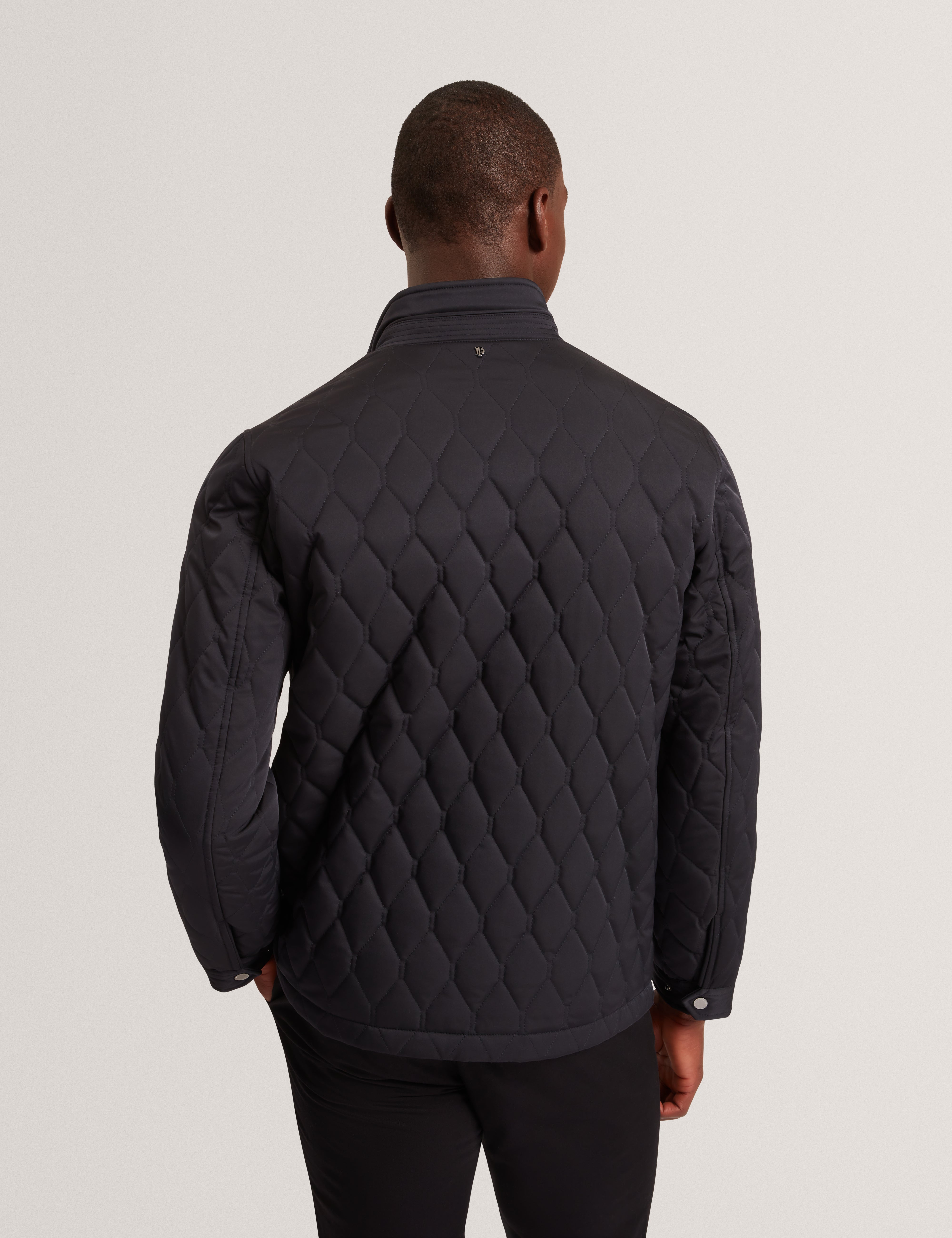Hollbec Regular Fit Diamond Quilted Coat Navy