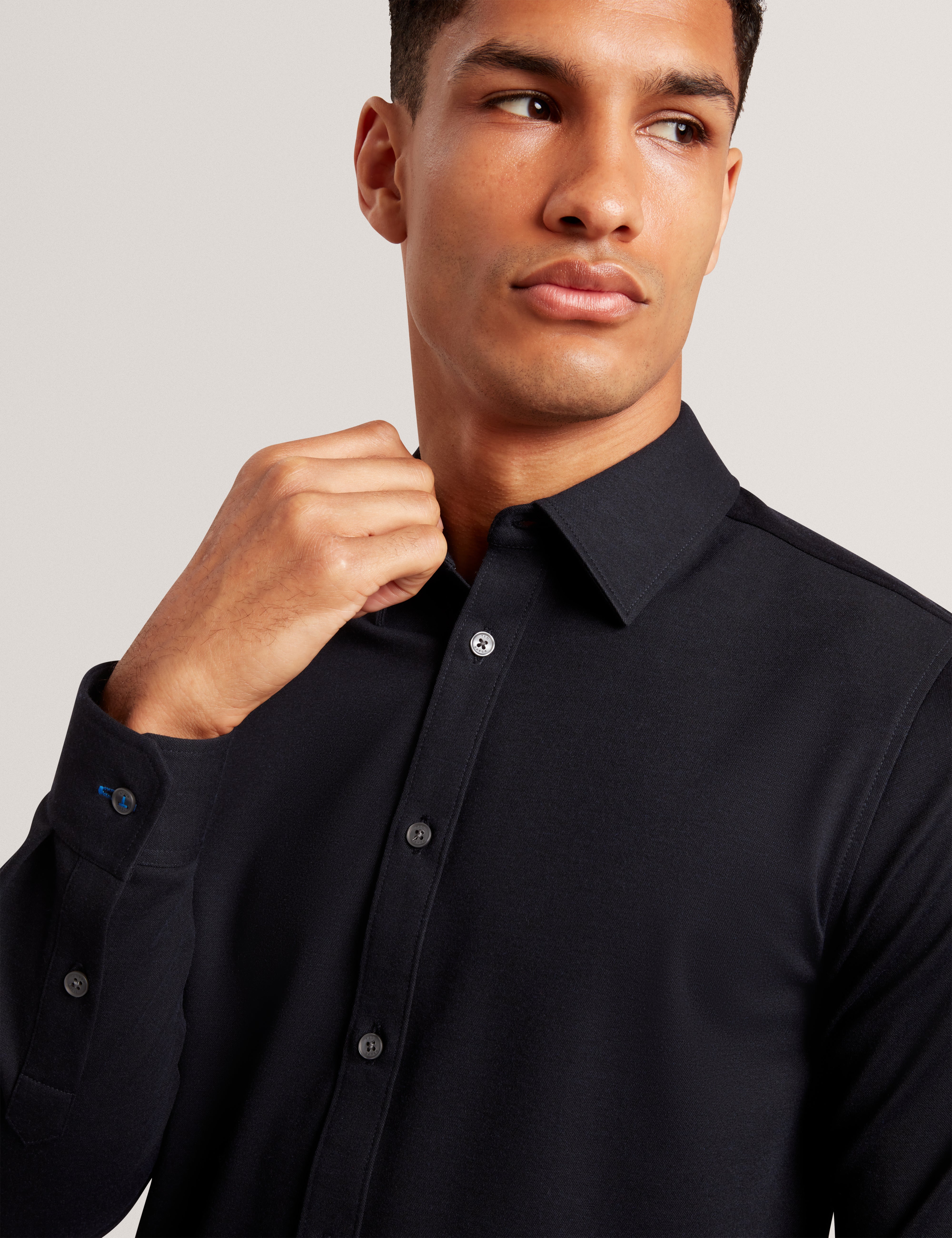 نورتون قميص بمزيج من الصوف لون كحلي