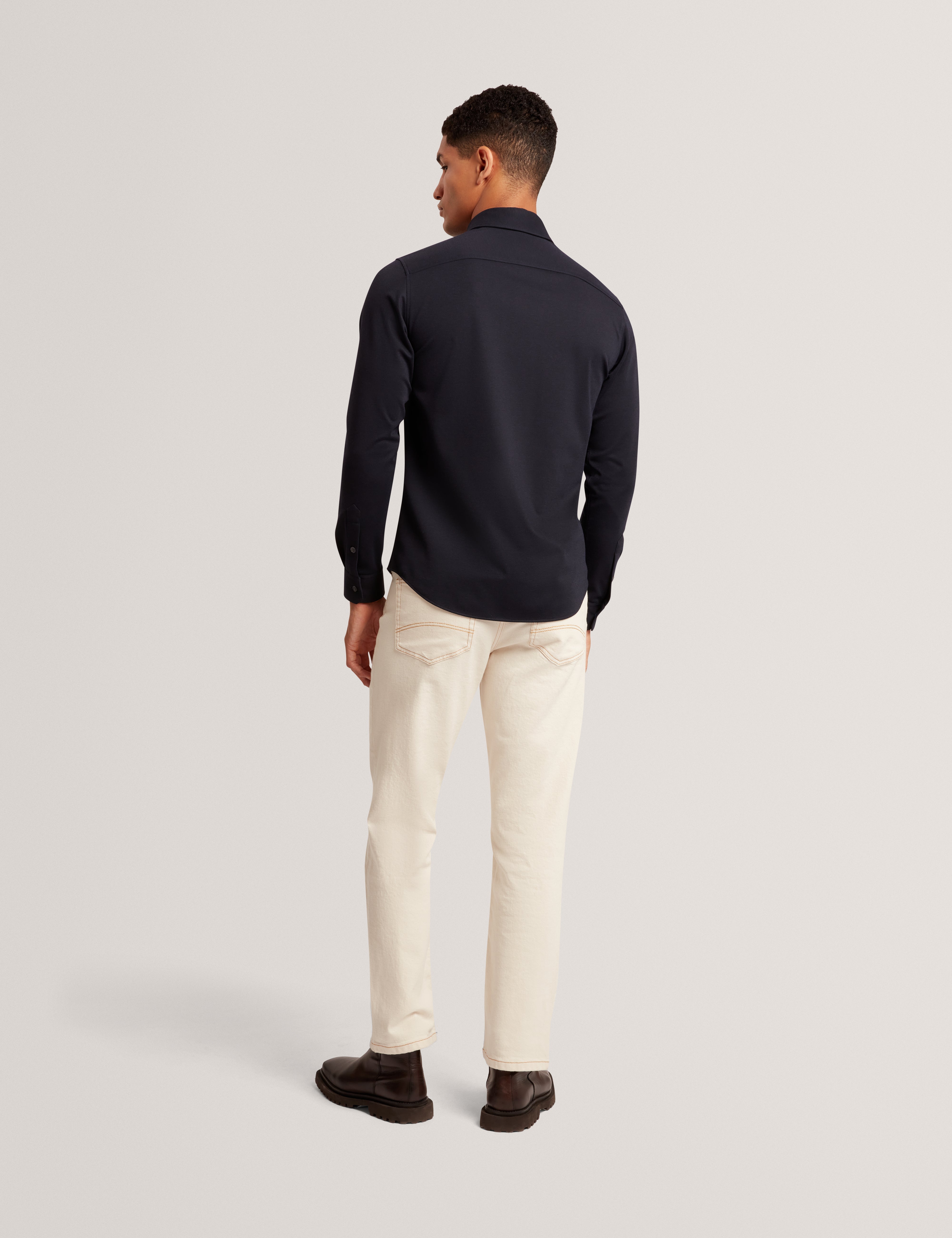 نورتون قميص بمزيج من الصوف لون كحلي