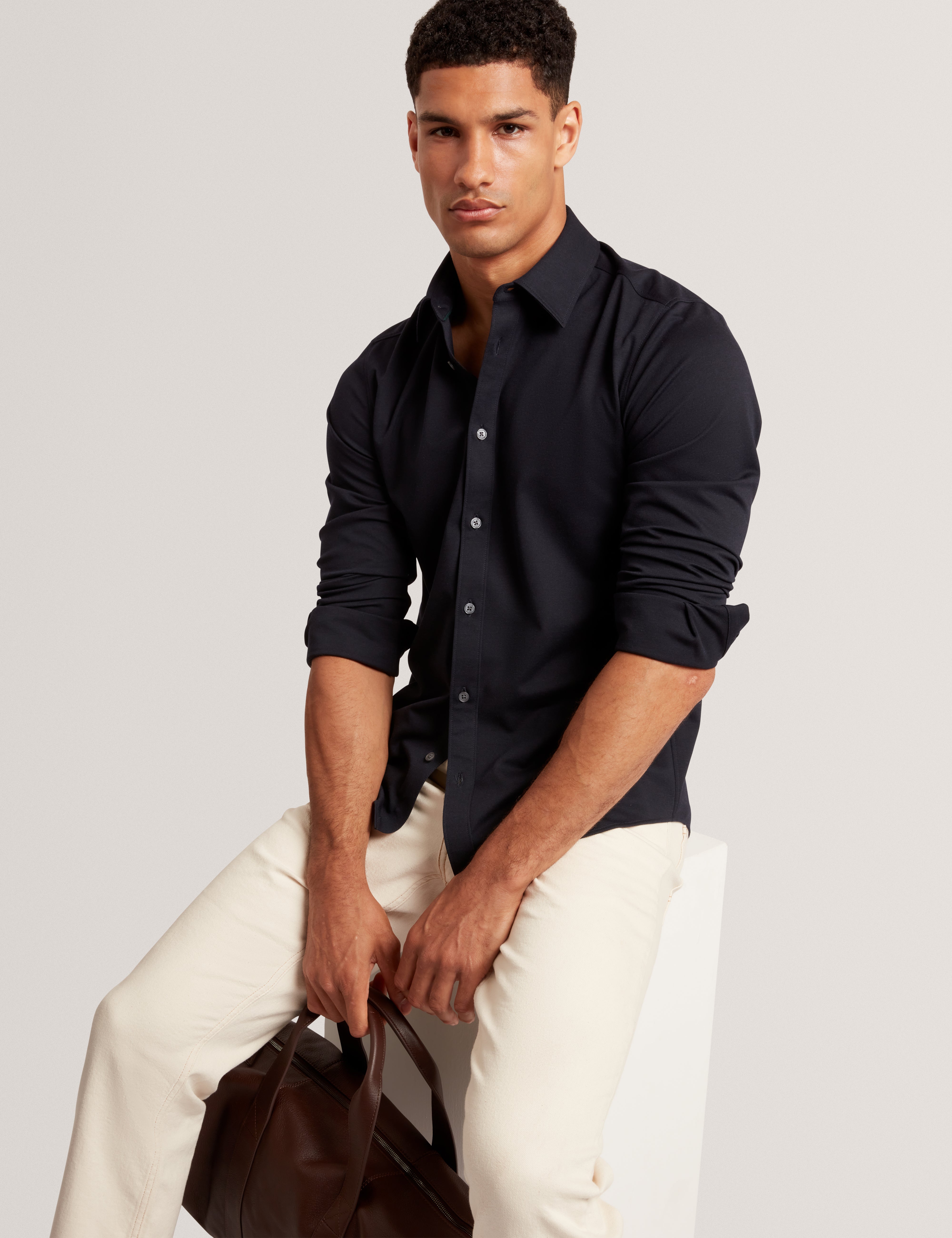 نورتون قميص بمزيج من الصوف لون كحلي