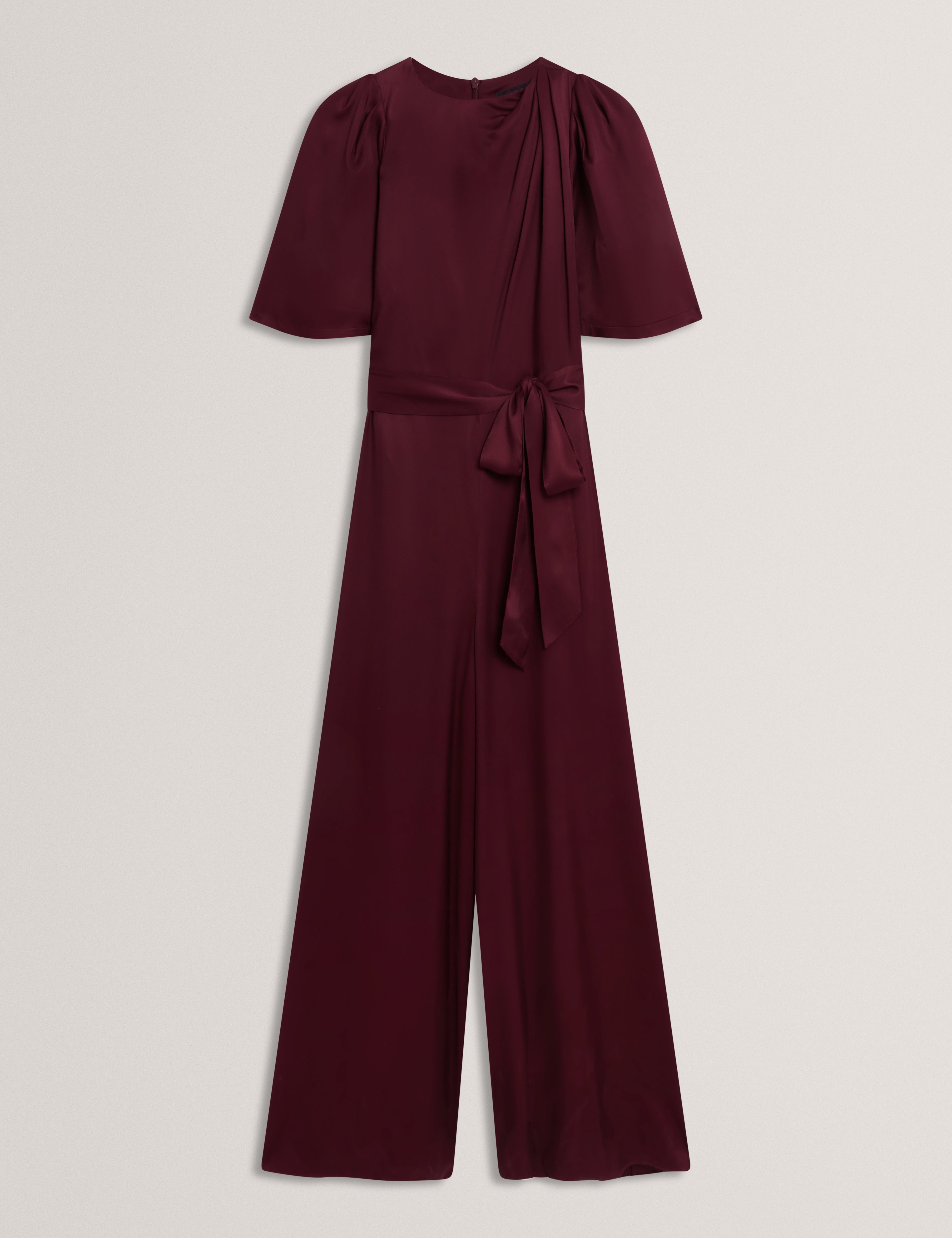 Taupa Drape Neck Wide Leg Jumpsuit Oxblood